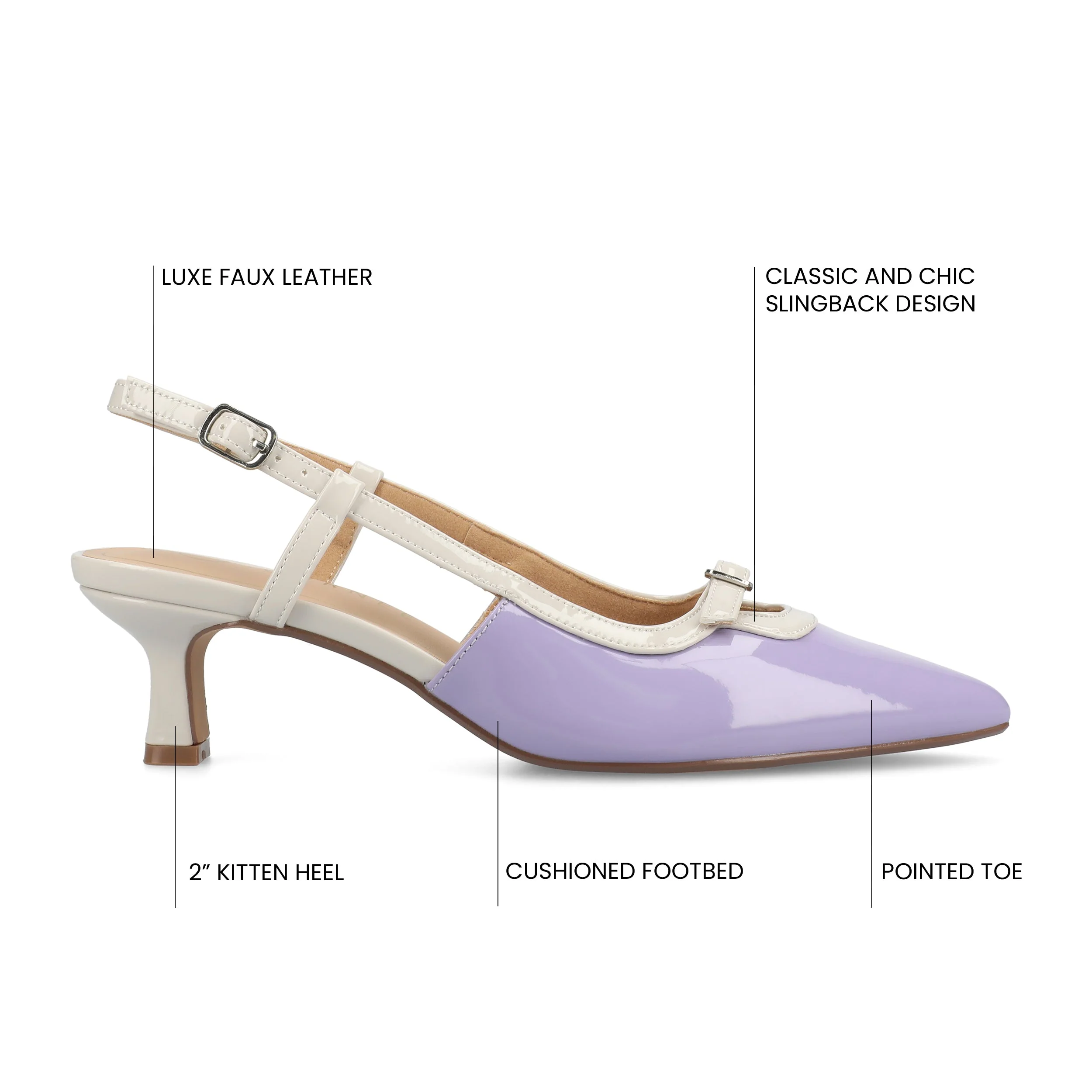 PADMA KITTEN HEELS IN VEGAN LEATHER - Lilac Patent - Image 7