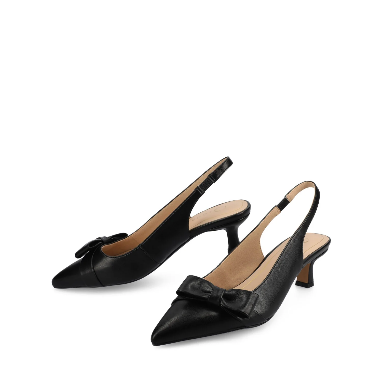 PALOMA SLINGBACK KITTEN HEELS - Black Satin - Image 2