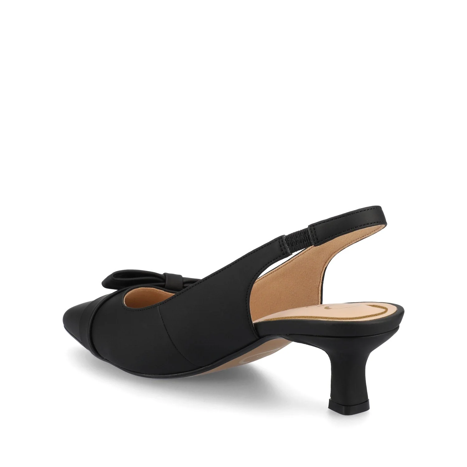 PALOMA SLINGBACK KITTEN HEELS - Black Satin - Image 4