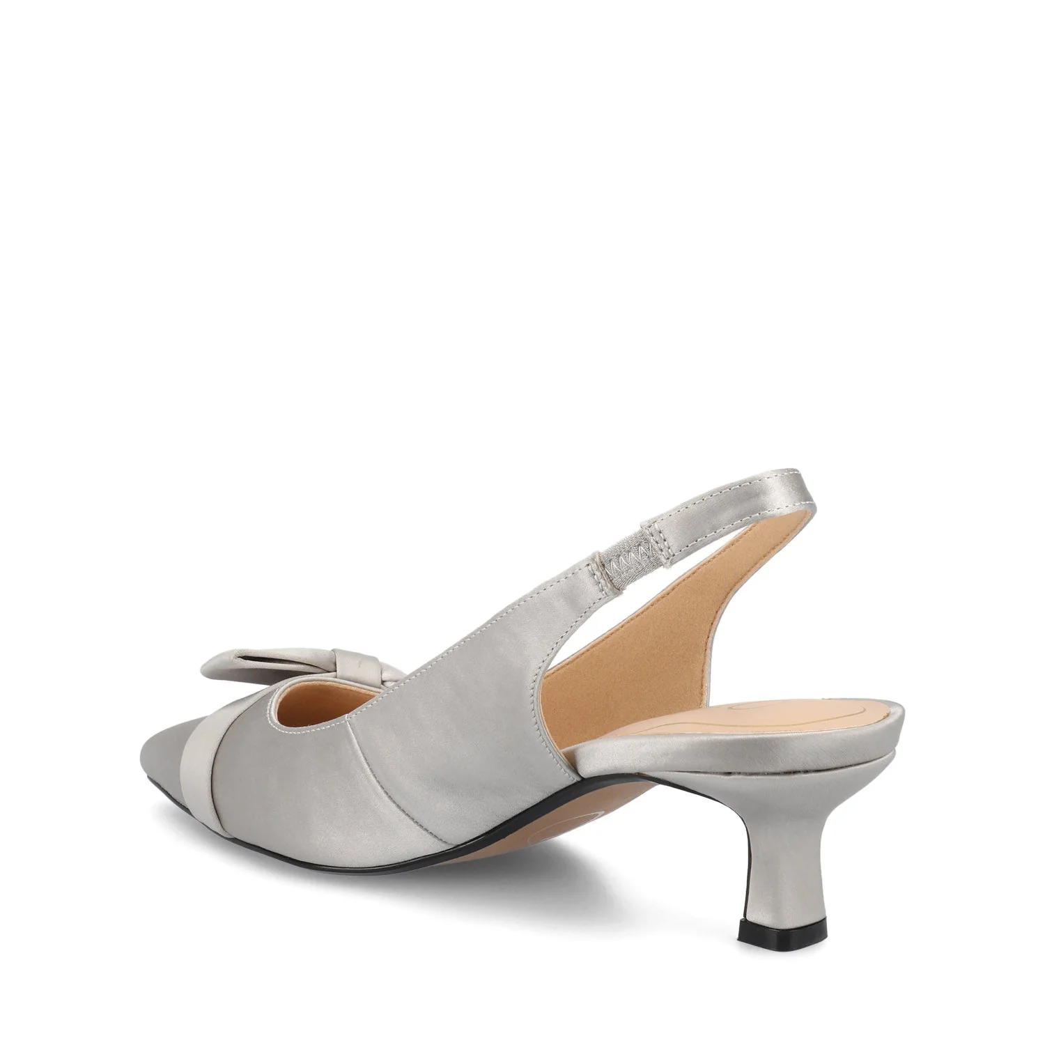 PALOMA SLINGBACK KITTEN HEELS - Silver Satin - Image 4