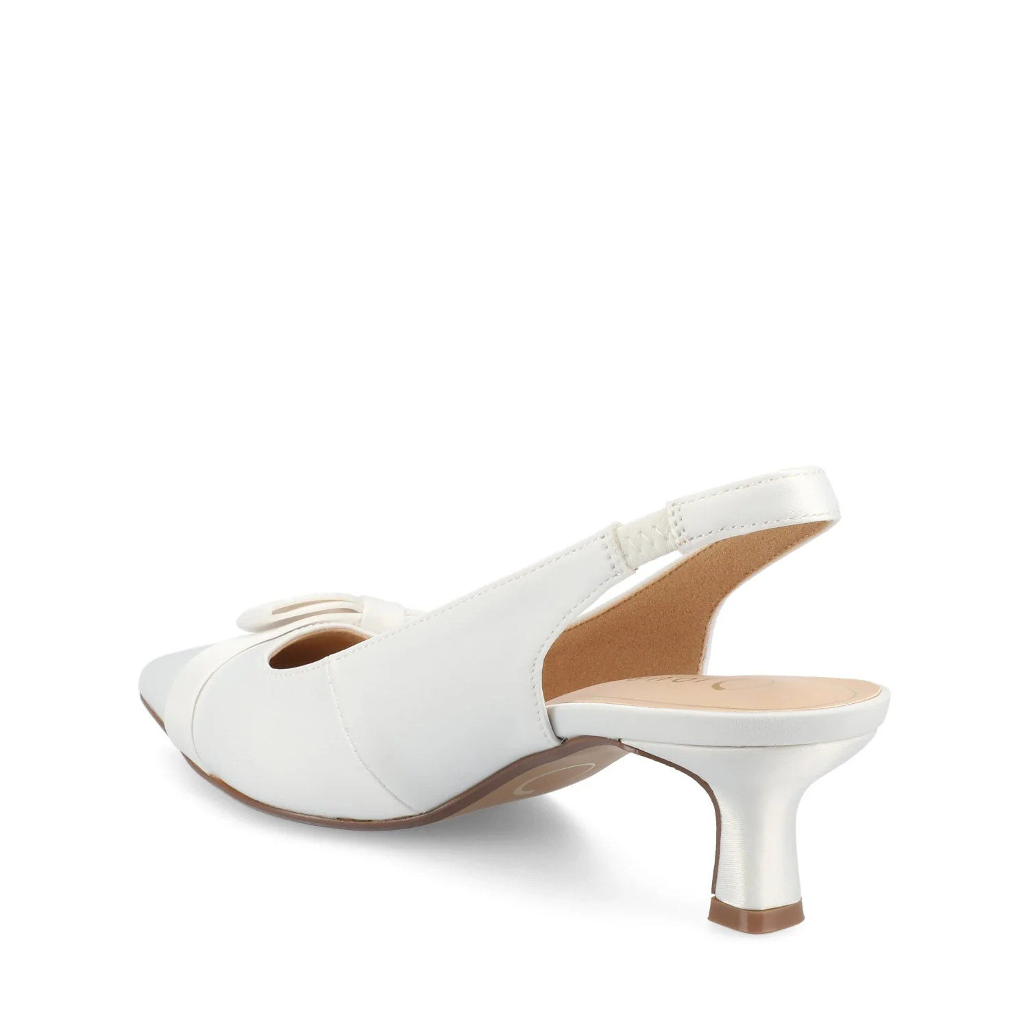 PALOMA SLINGBACK KITTEN HEELS - White Satin - Image 4
