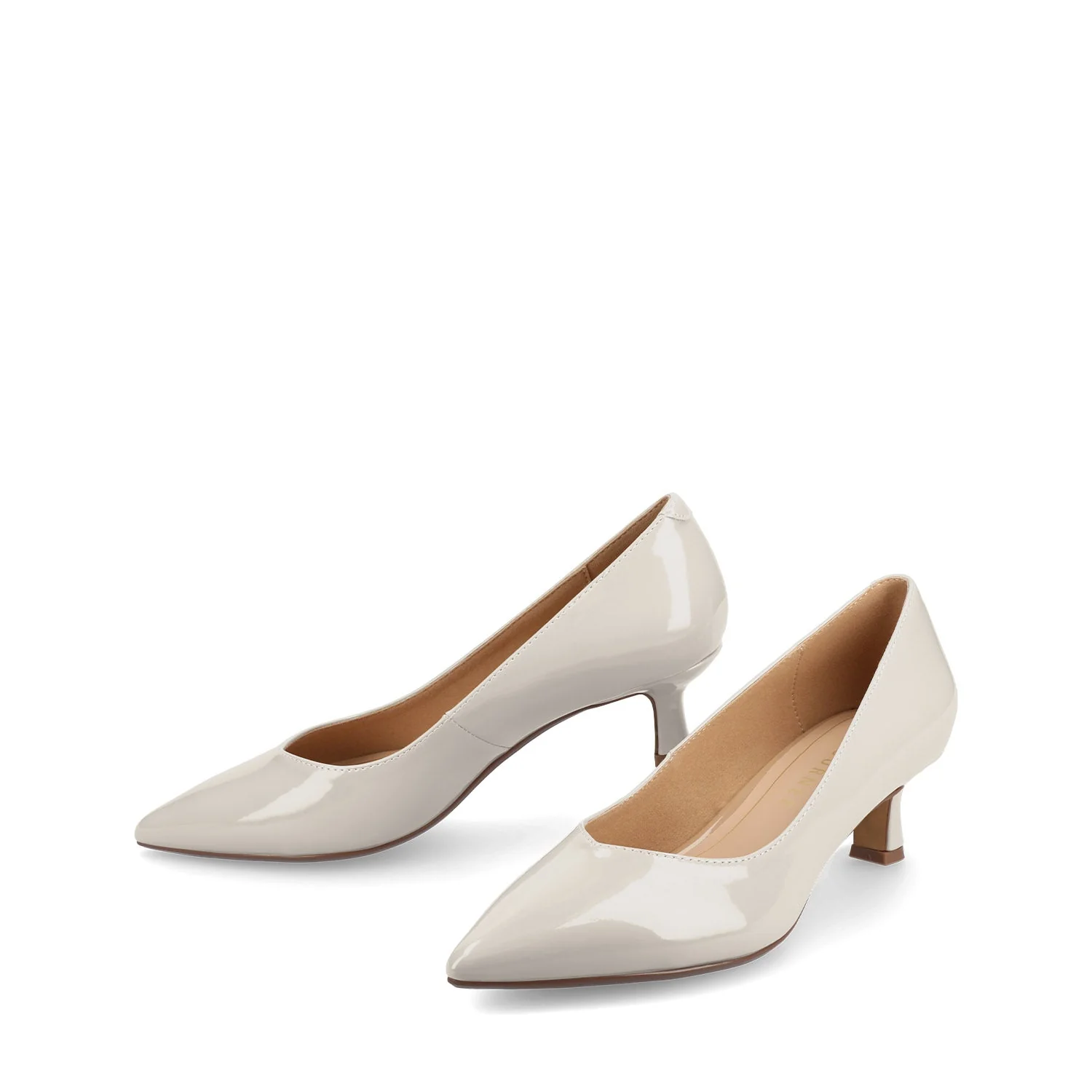 PAMMIE PATENT KITTEN HEELS IN WIDE - Bone Patent - Image 2