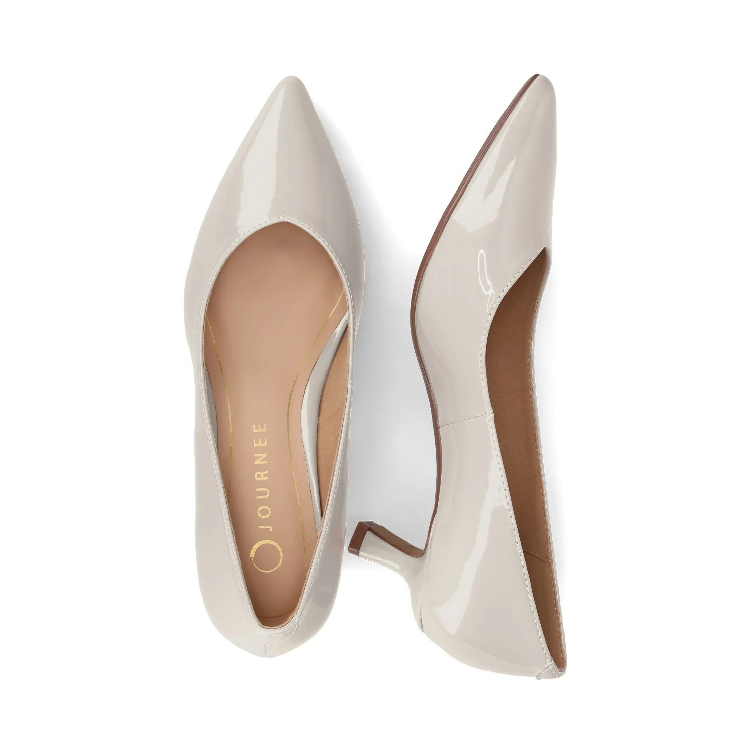 PAMMIE PATENT KITTEN HEELS IN WIDE - Bone Patent - Image 3