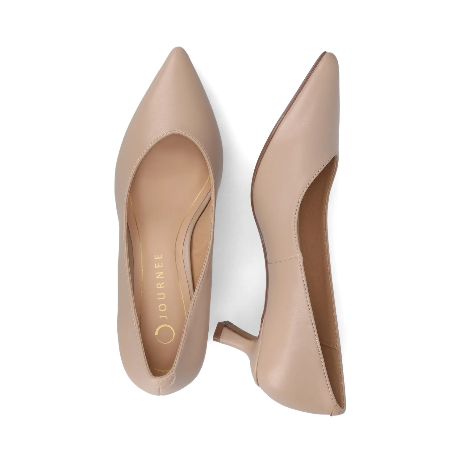 PAMMIE VEGAN LEATHER KITTEN HEELS IN WIDE - Taupe PU - Image 3