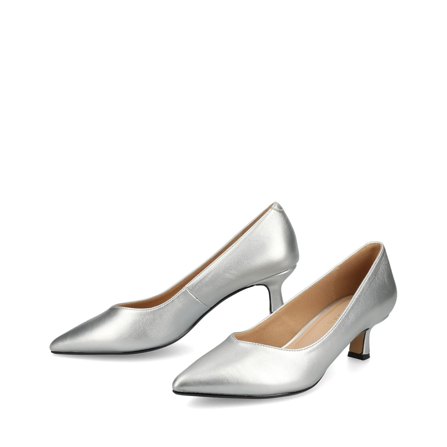 PAMMIE KITTEN HEELS IN VEGAN LEATHER - Silver PU - Image 3