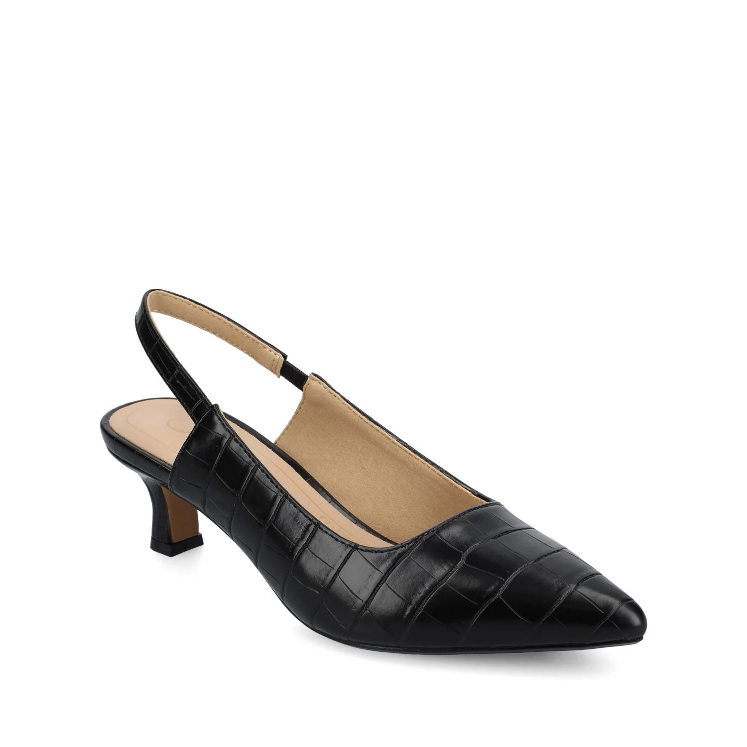 PAULINA SLINGBACK KITTEN HEELS IN PATENT - Croco Black - Image 2