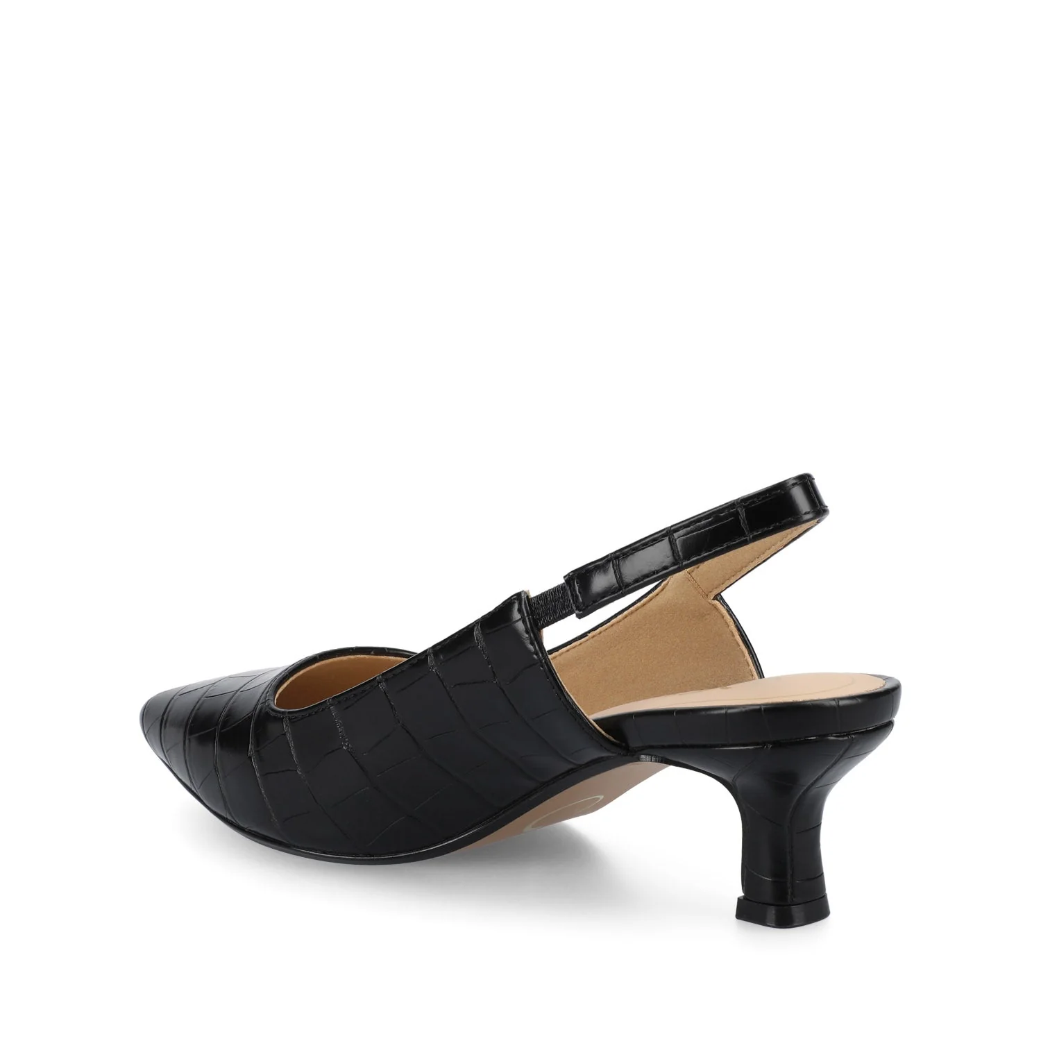 PAULINA SLINGBACK KITTEN HEELS IN PATENT - Croco Black - Image 3