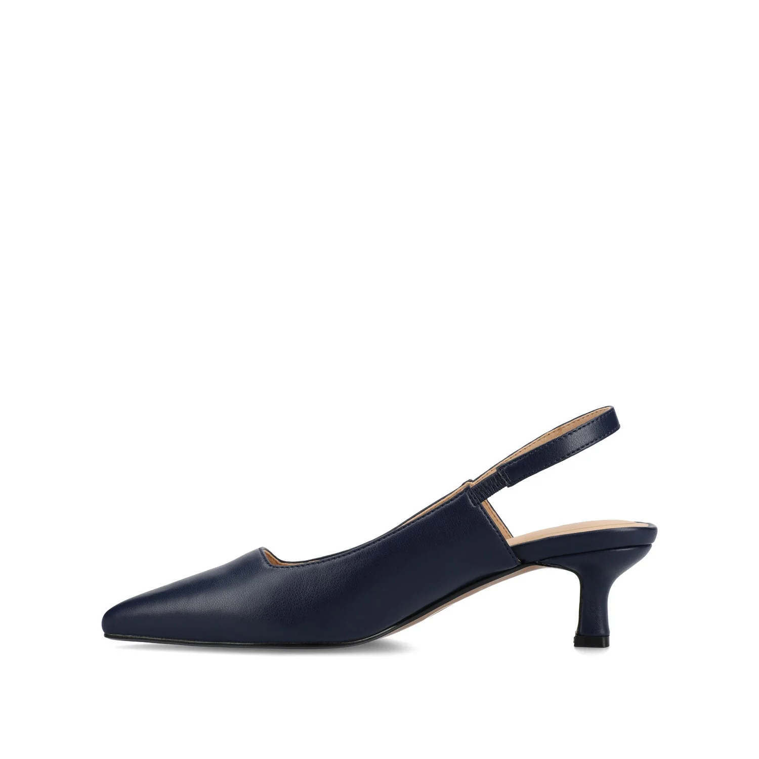 PAULINA SLINGBACK KITTEN HEELS IN PATENT - Navy Nubuck - Image 3