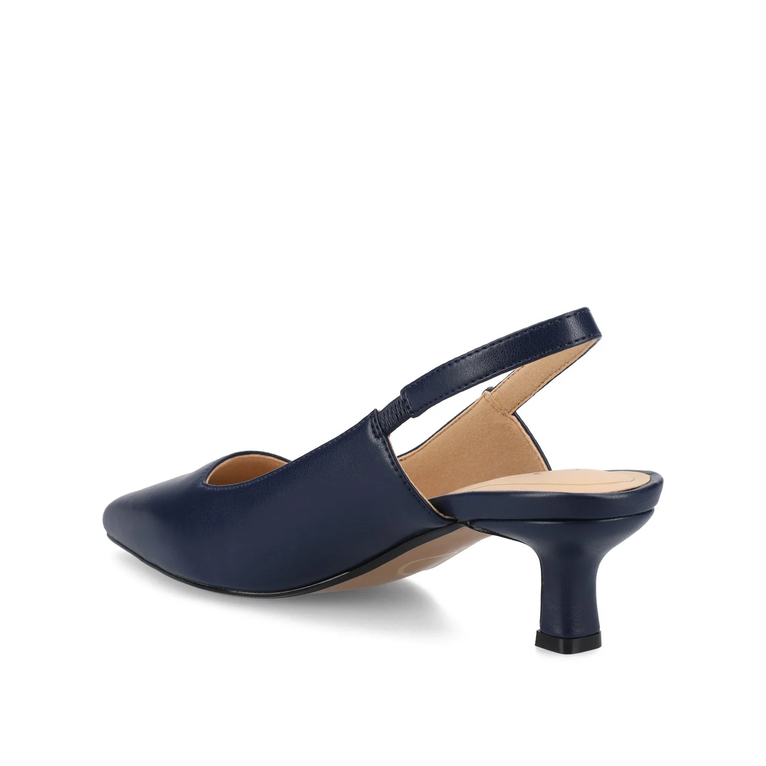 PAULINA SLINGBACK KITTEN HEELS IN PATENT - Navy Nubuck - Image 4