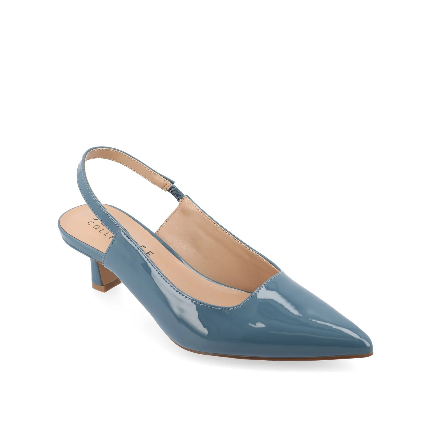 PAULINA SLINGBACK KITTEN HEELS IN PATENT - Patent Blue - Image 2