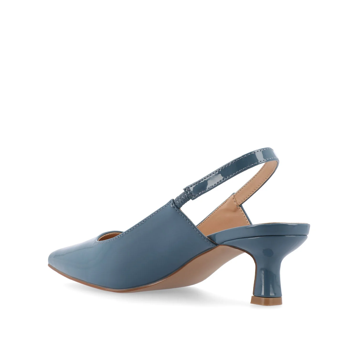 PAULINA SLINGBACK KITTEN HEELS IN PATENT - Patent Blue - Image 4