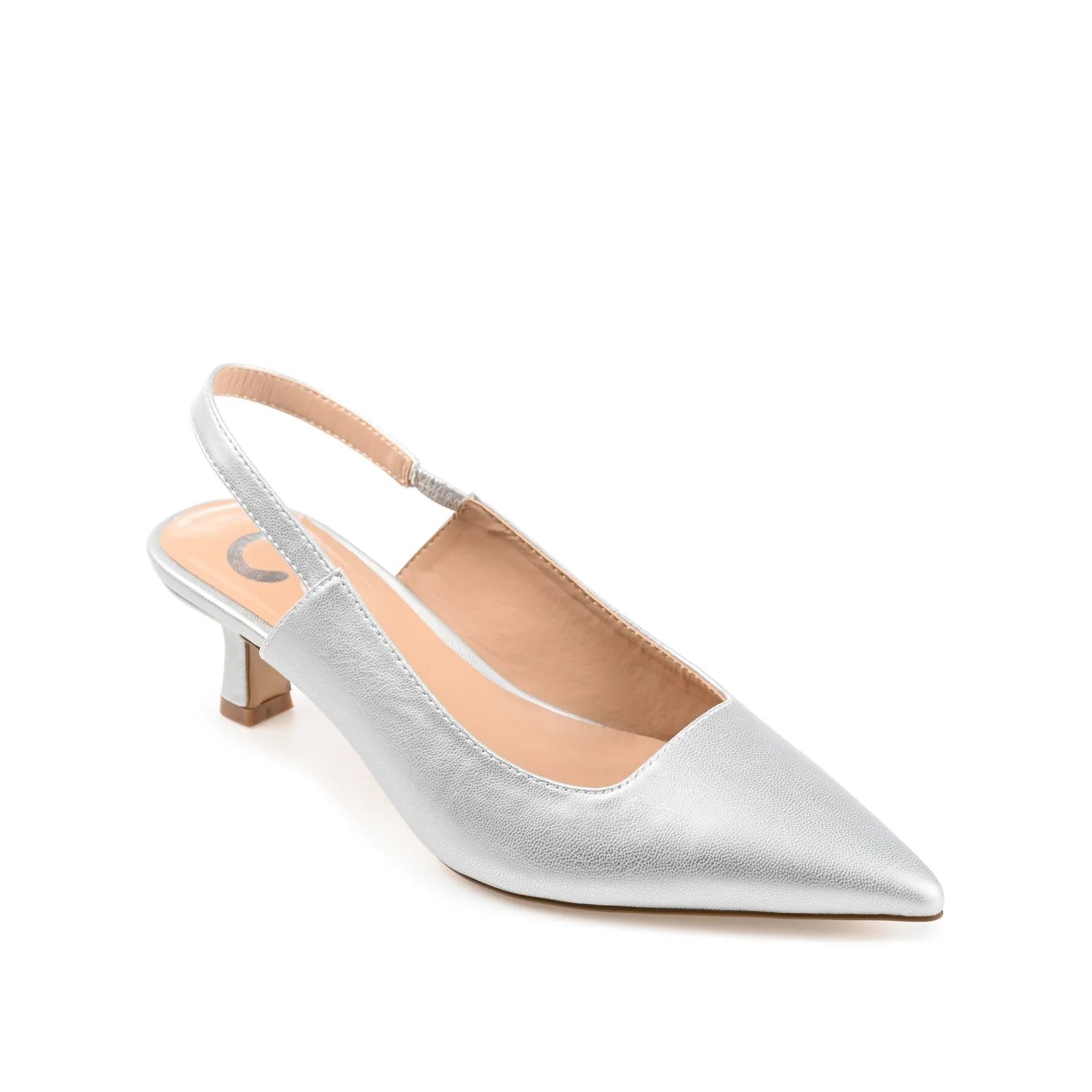 PAULINA SLINGBACK KITTEN HEELS IN PATENT - Silver PU - Image 2