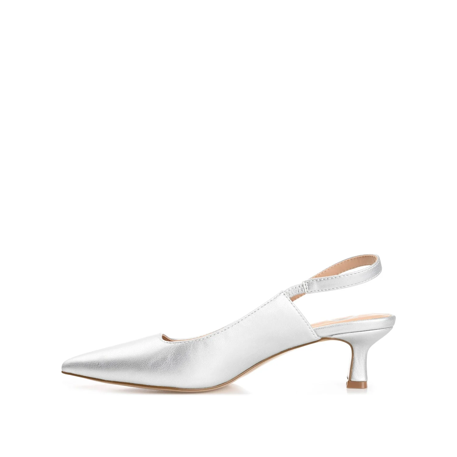 PAULINA SLINGBACK KITTEN HEELS IN PATENT - Silver PU - Image 3
