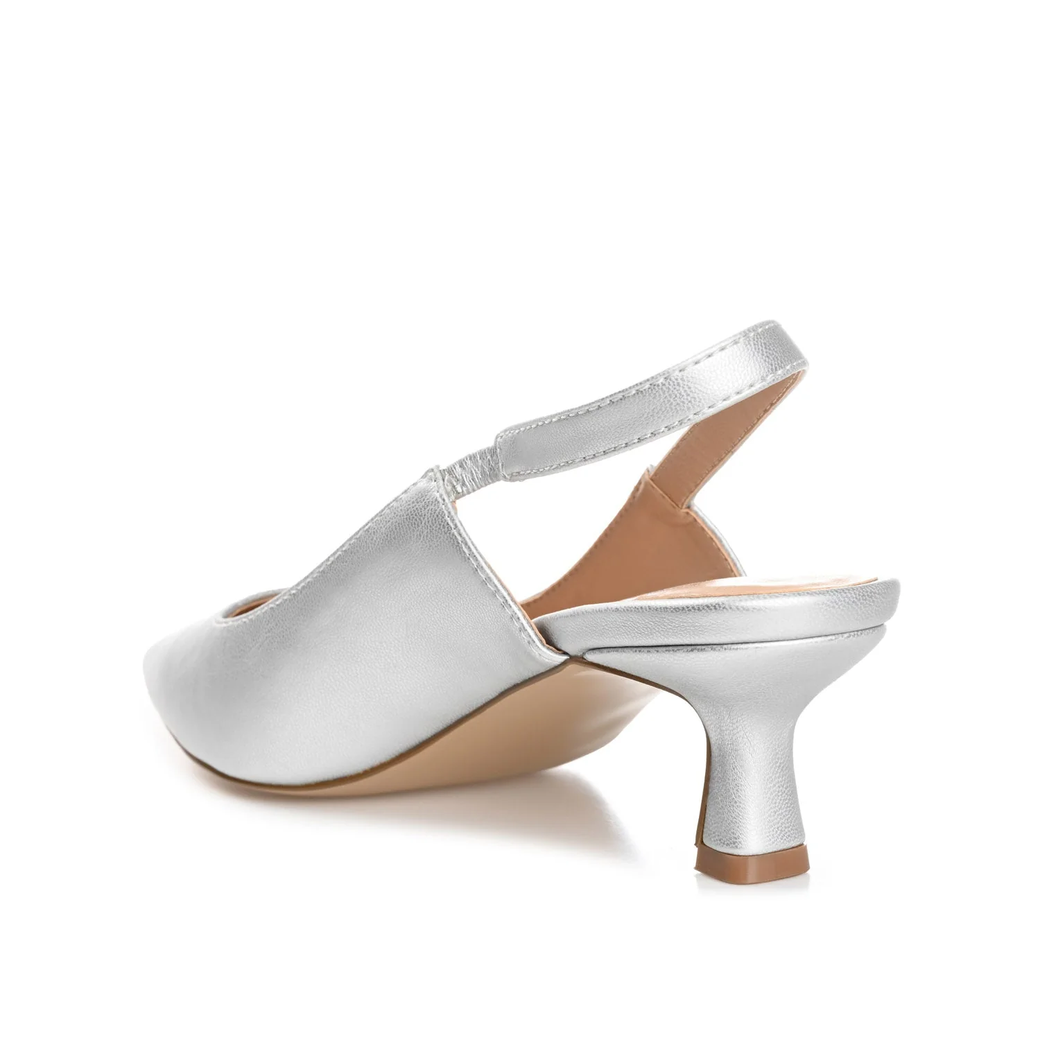 PAULINA SLINGBACK KITTEN HEELS IN PATENT - Silver PU - Image 4