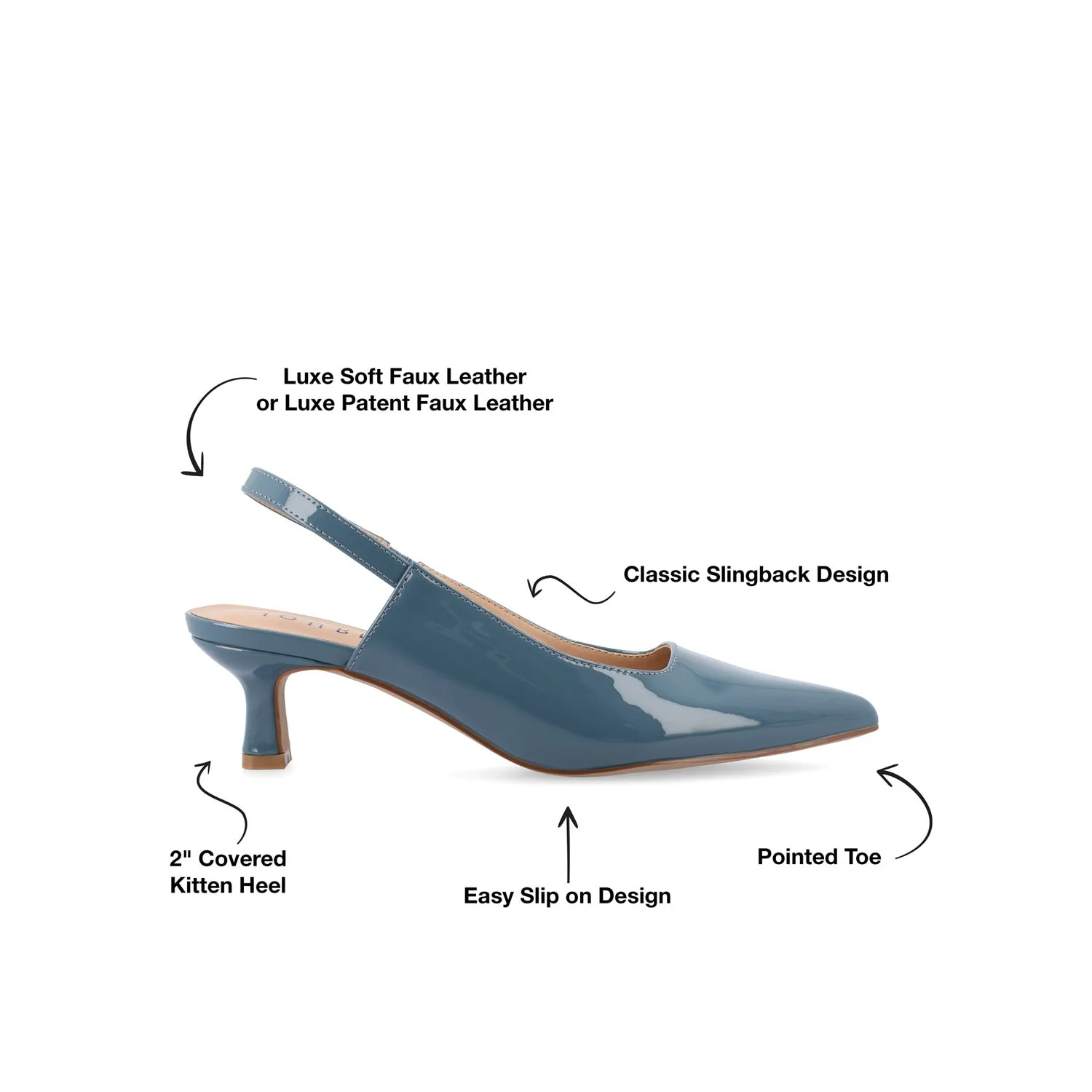 PAULINA PATENT KITTEN HEELS IN WIDE - Patent Blue - Image 9