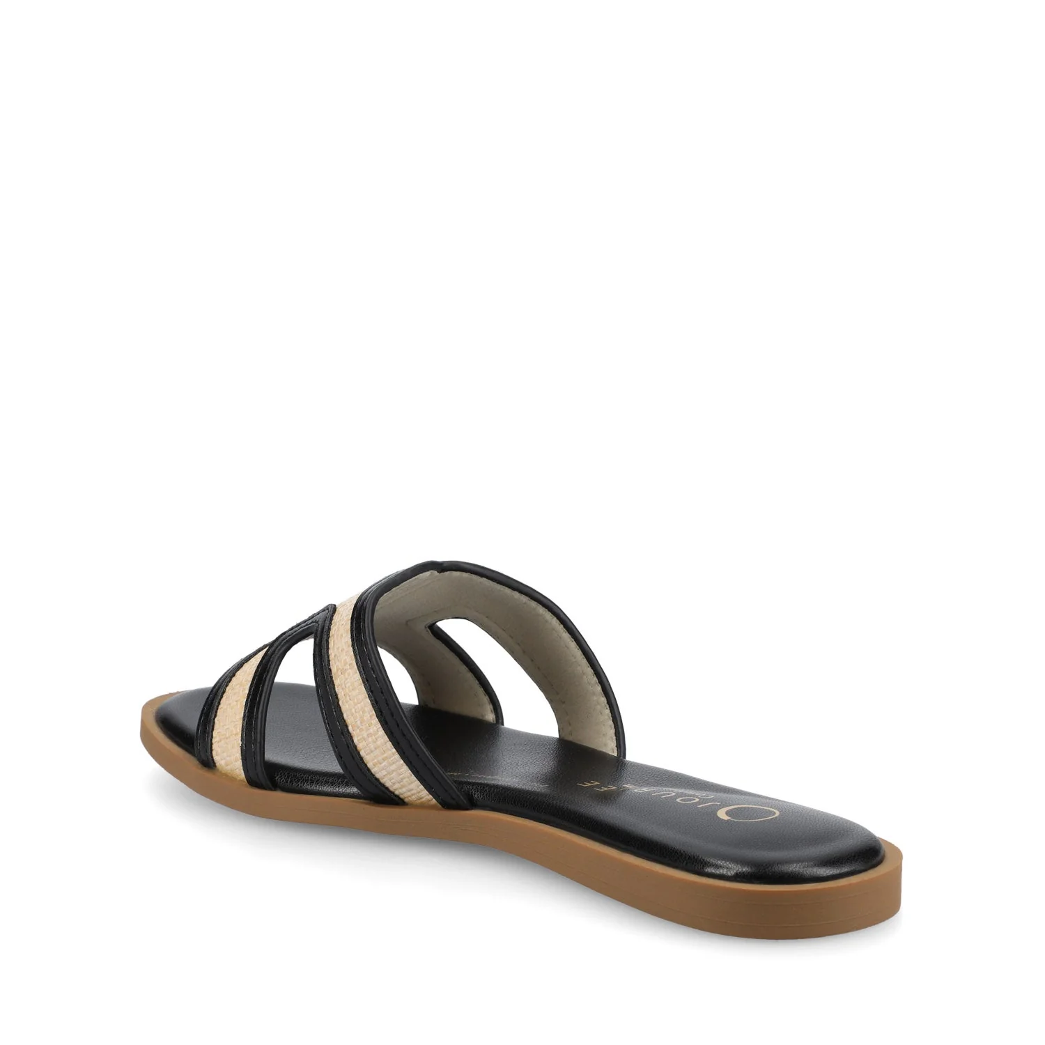 PRIMAH FLAT SANDALS IN WIDE - Black/Natural Raffia - Image 3