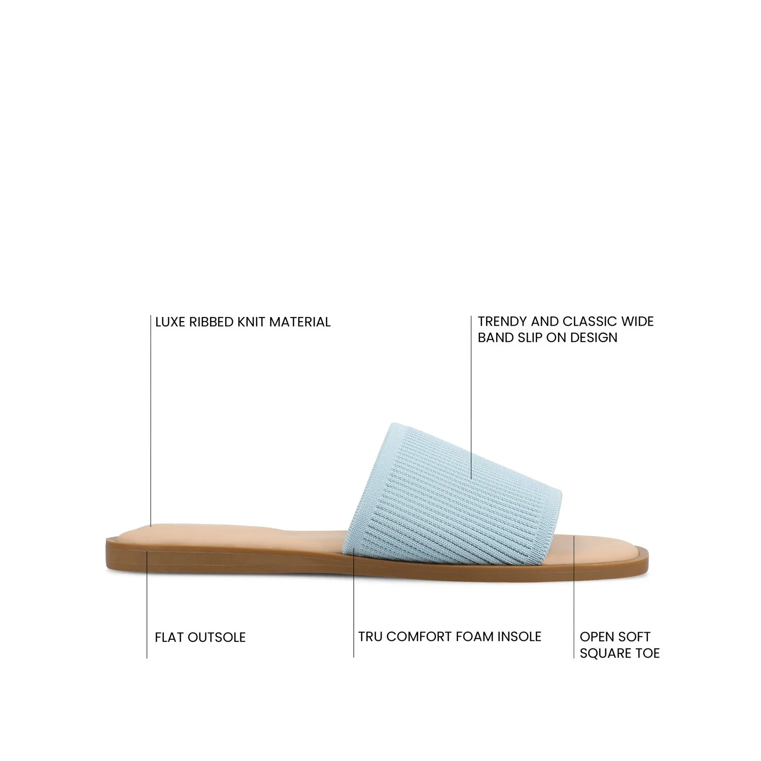PRISILLA SLIDE SANDALS IN KNIT FABRIC IN WIDE - Blue - Image 9
