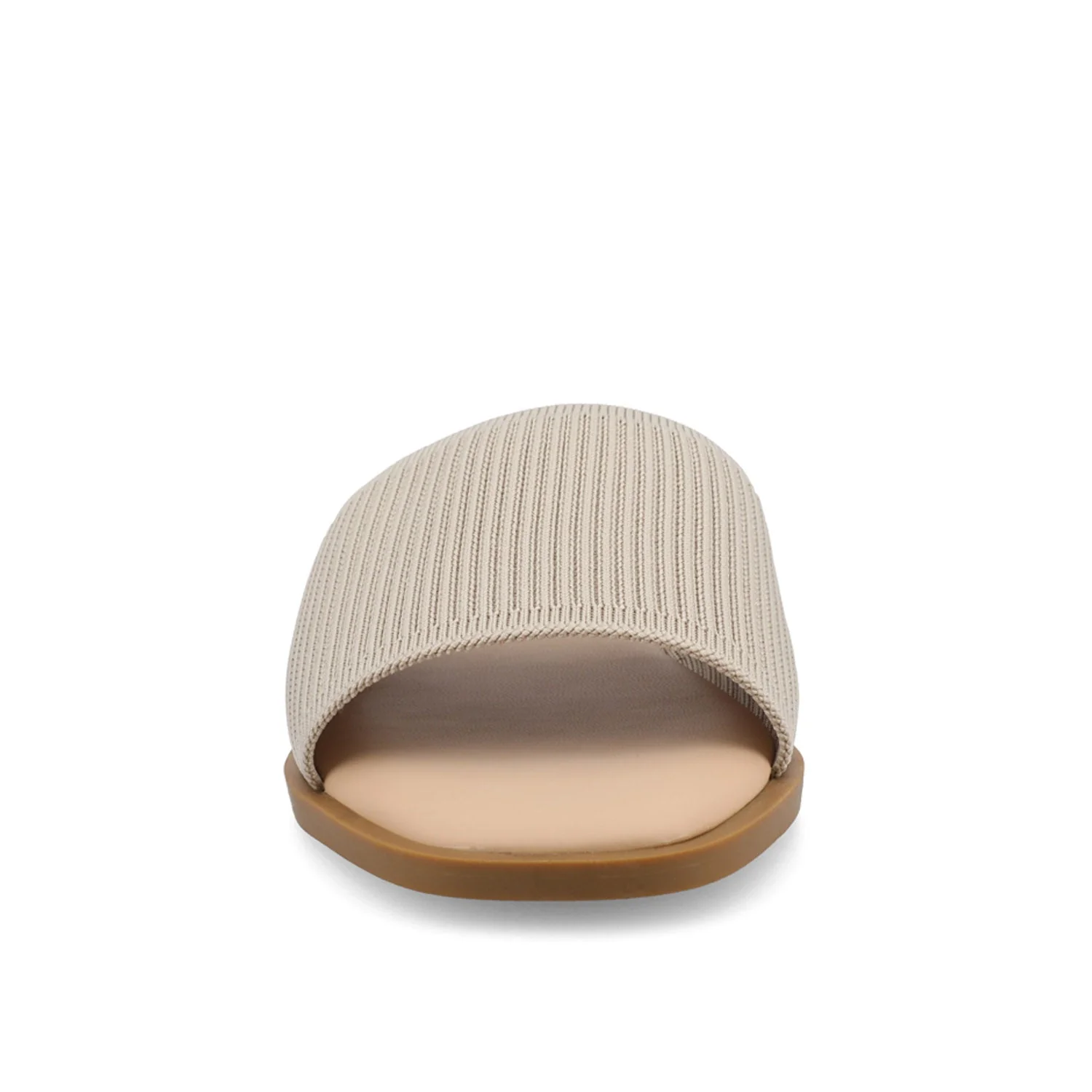 PRISILLA SLIDE SANDALS IN KNIT FABRIC IN WIDE - Taupe - Image 5