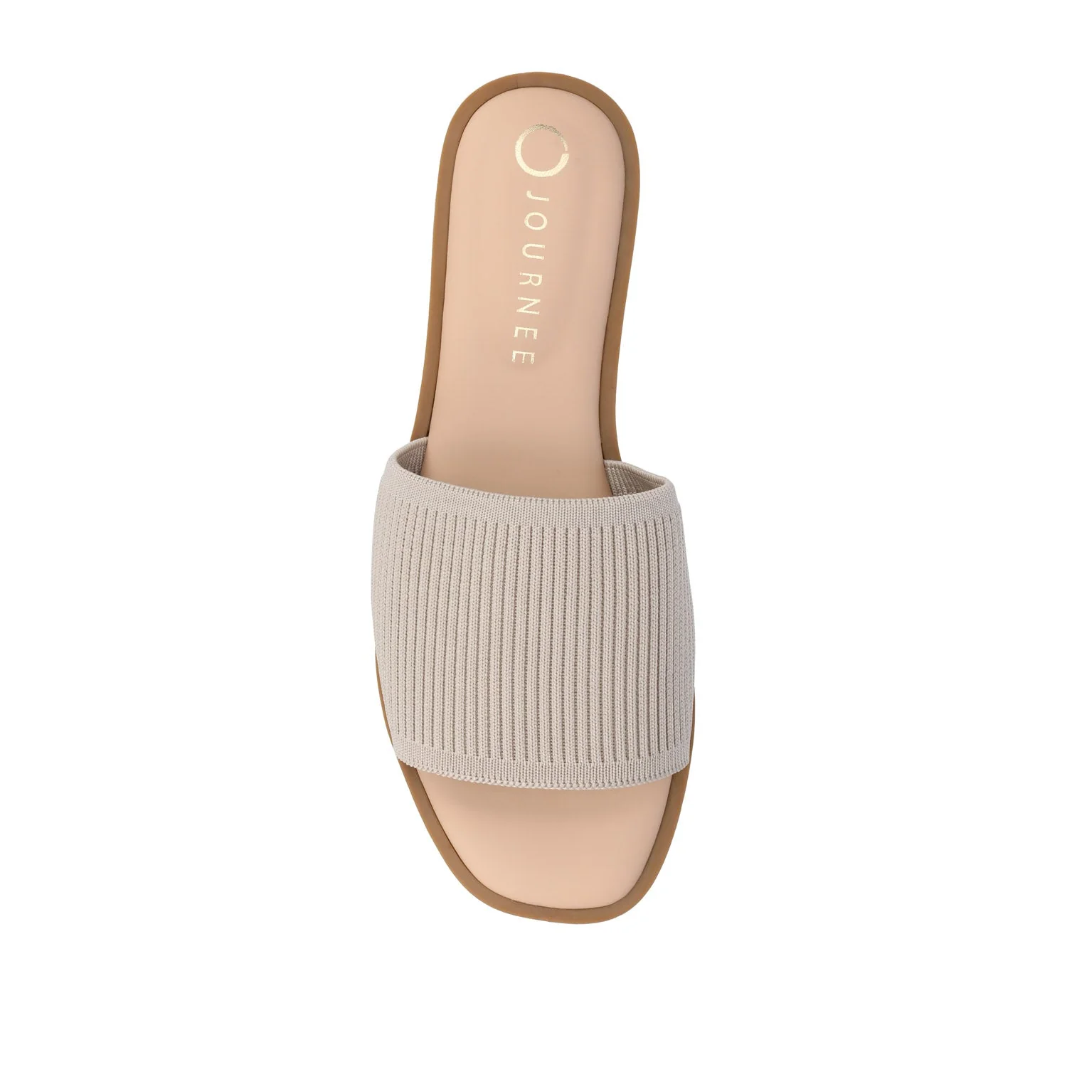 PRISILLA SLIDE SANDALS IN KNIT FABRIC IN WIDE - Taupe - Image 6