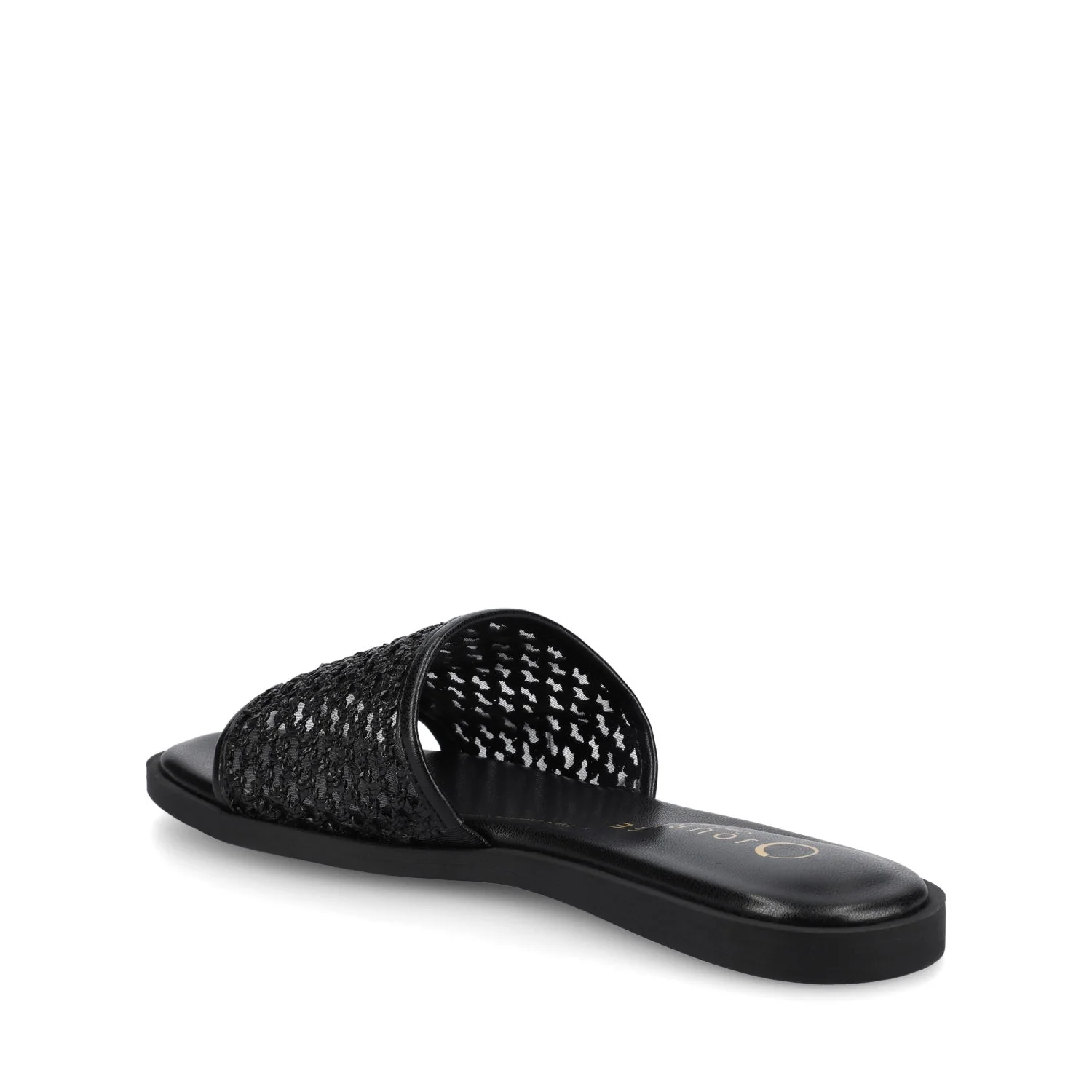 PRISILLA SLIDE SANDALS IN STATEMENT - Black Open Raffia - Image 3
