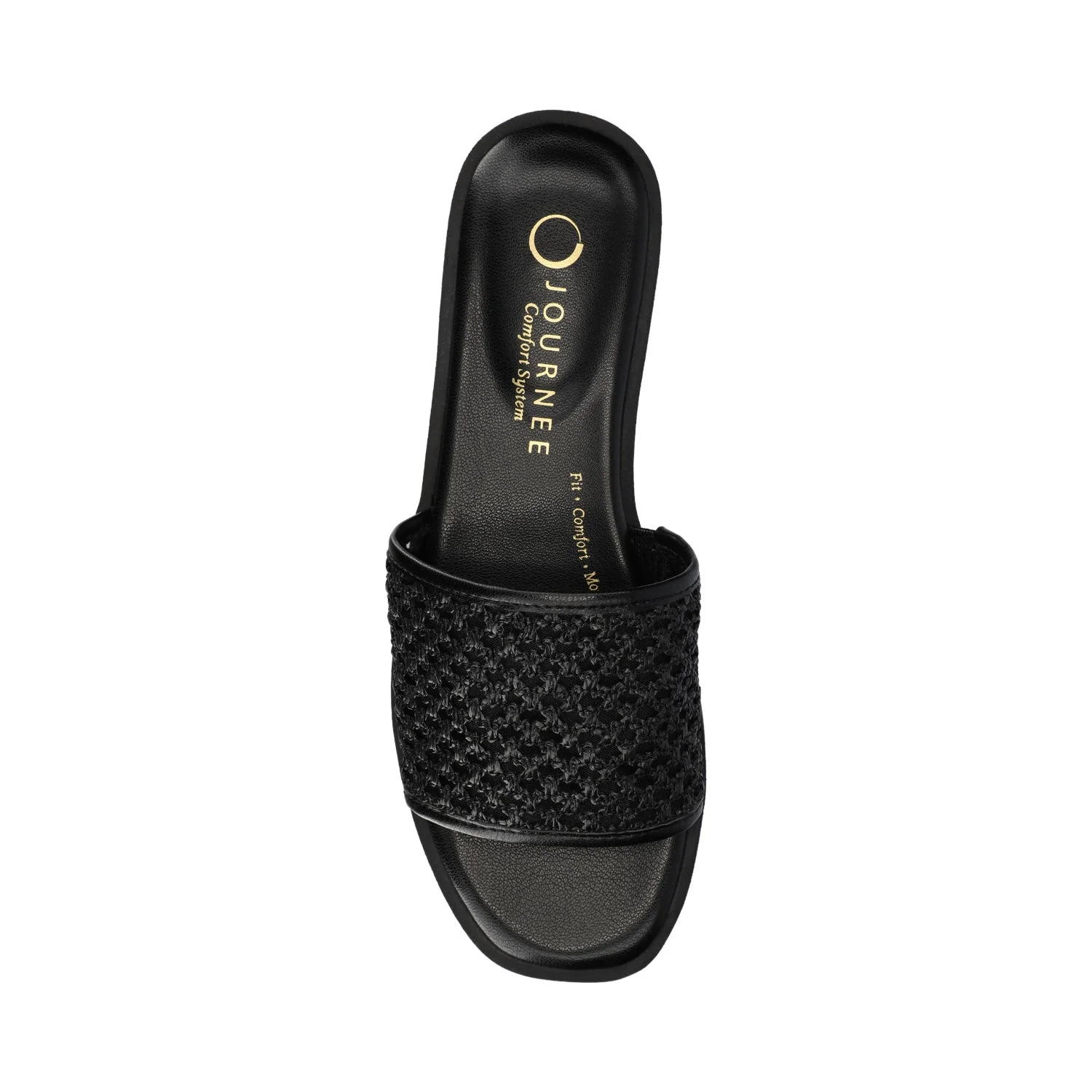 PRISILLA SLIDE SANDALS IN STATEMENT - Black Open Raffia - Image 4