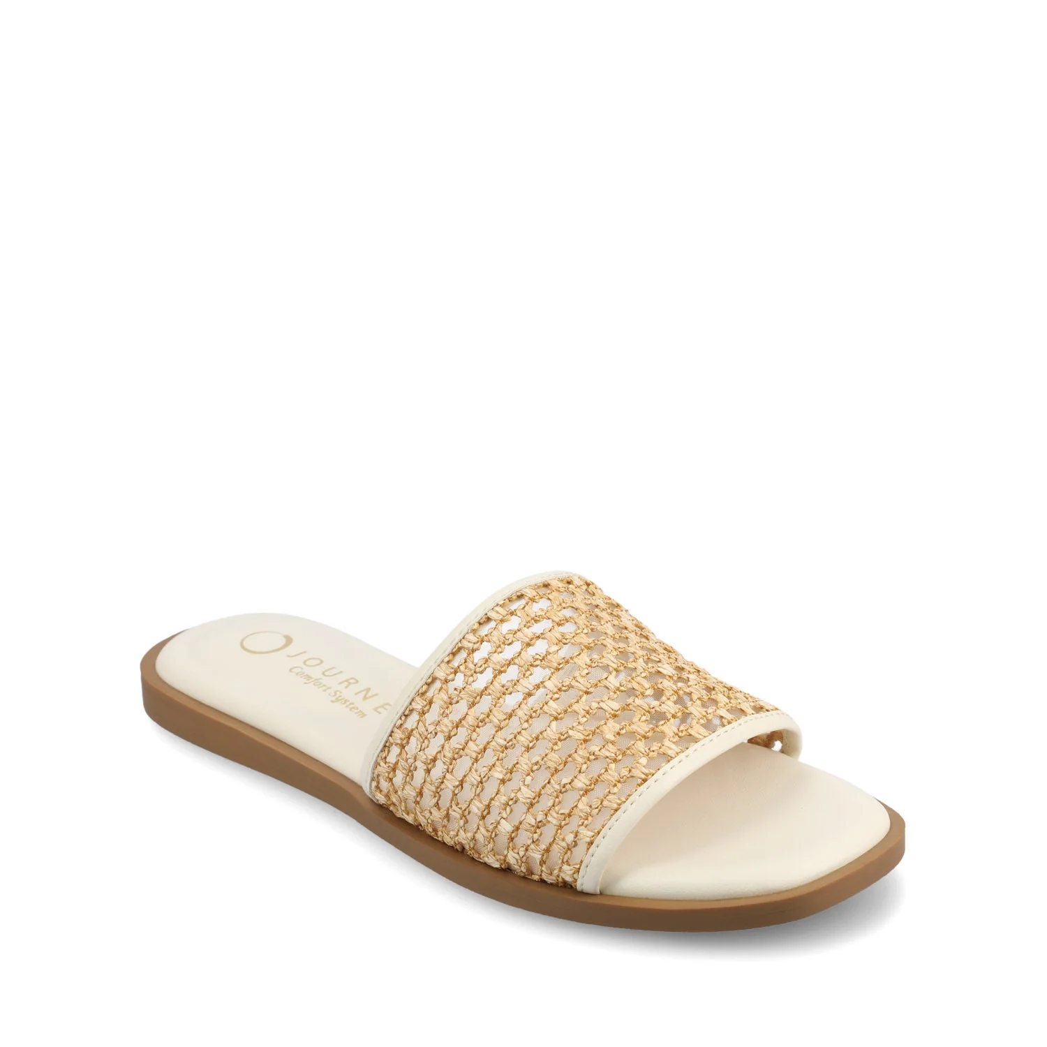 PRISILLA SLIDE SANDALS IN STATEMENT - Bone Open Raffia - Image 2