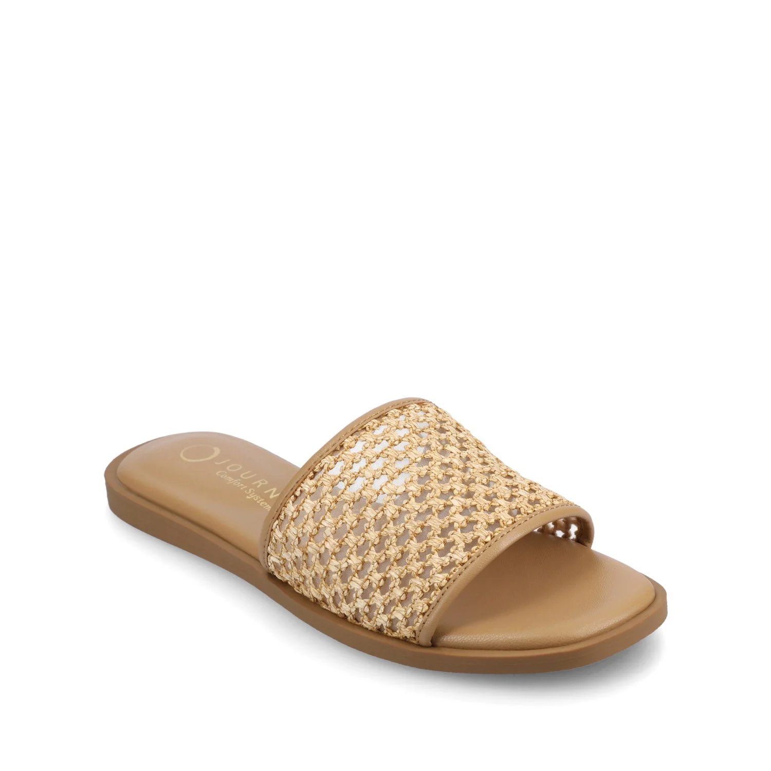 PRISILLA SLIDE SANDALS IN STATEMENT - Cognac Open Raffia - Image 2