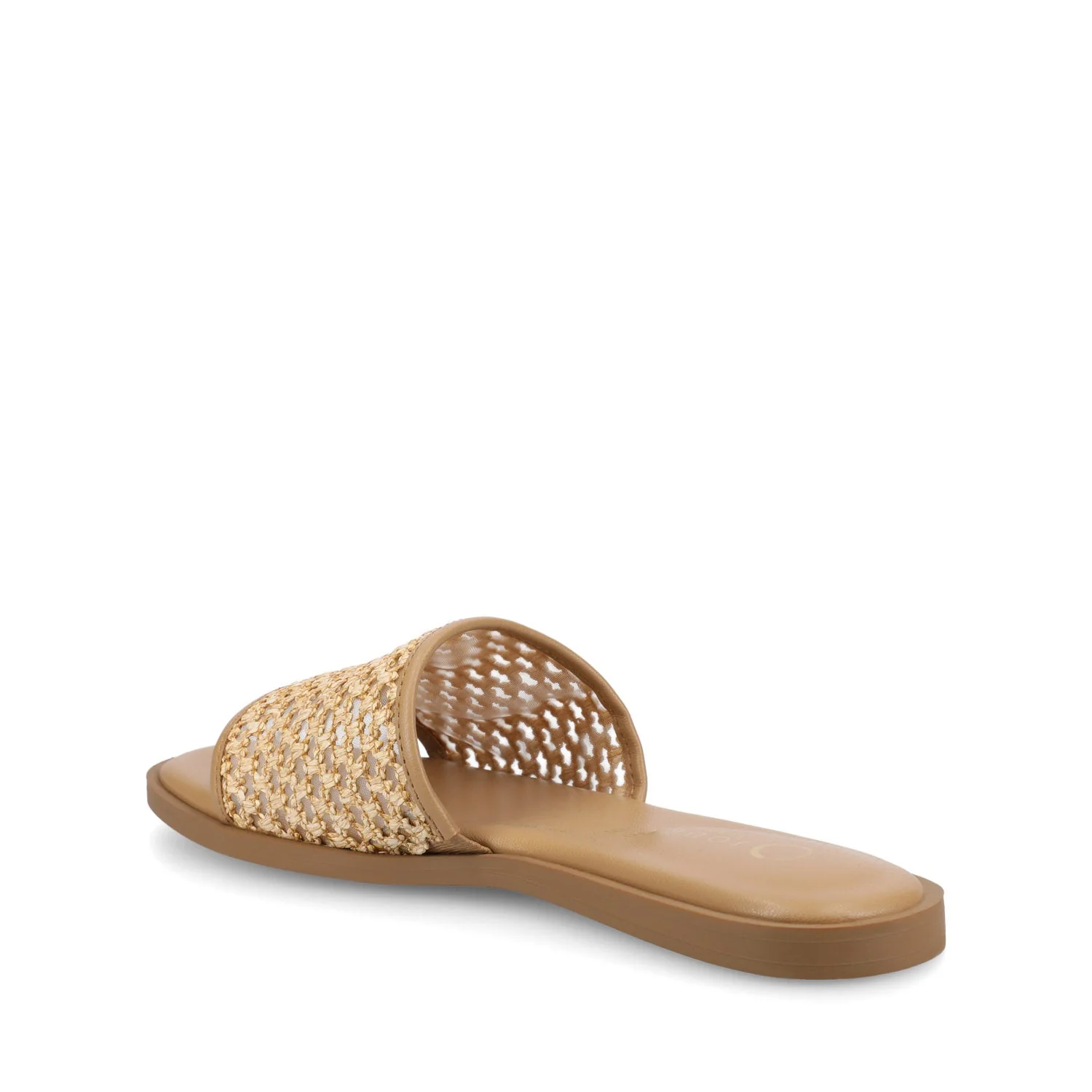 PRISILLA SLIDE SANDALS IN STATEMENT - Cognac Open Raffia - Image 3