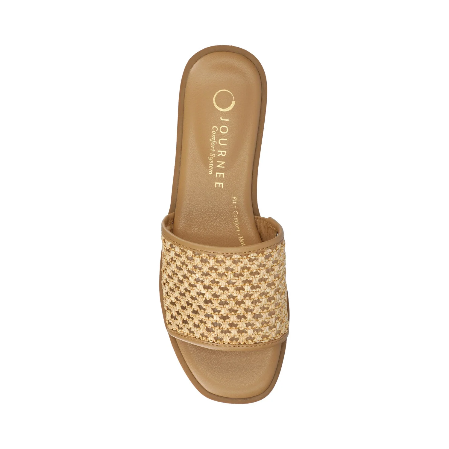 PRISILLA SLIDE SANDALS IN STATEMENT - Cognac Open Raffia - Image 4
