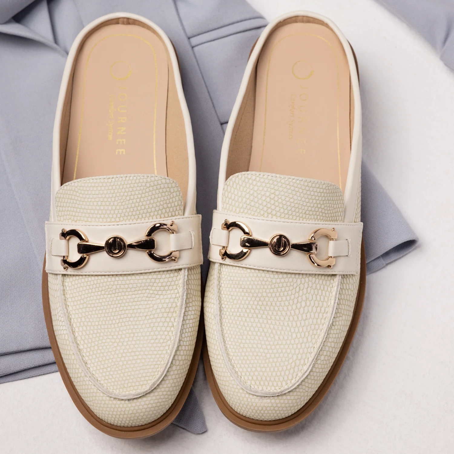 RAYLA SLIP ON LOAFERS - Bone Lizard - Image 3