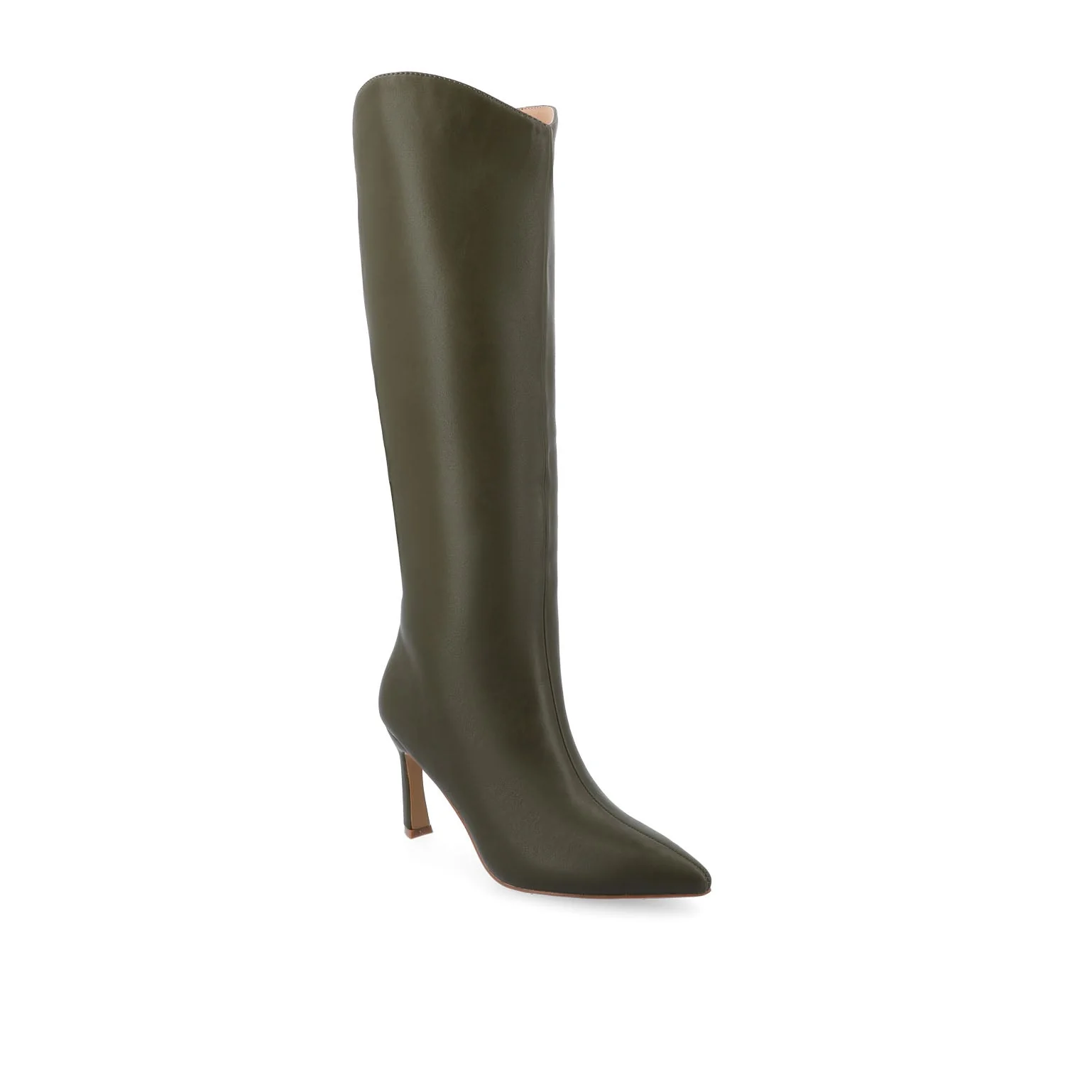 REHELA KNEE HIGH BOOTS IN VEGAN LEATHER - Olive - Image 2