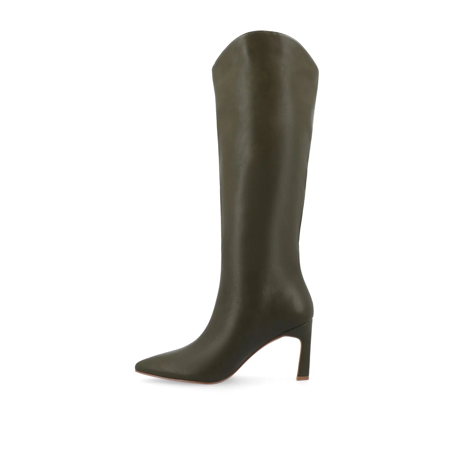 REHELA KNEE HIGH BOOTS IN VEGAN LEATHER - Olive - Image 3