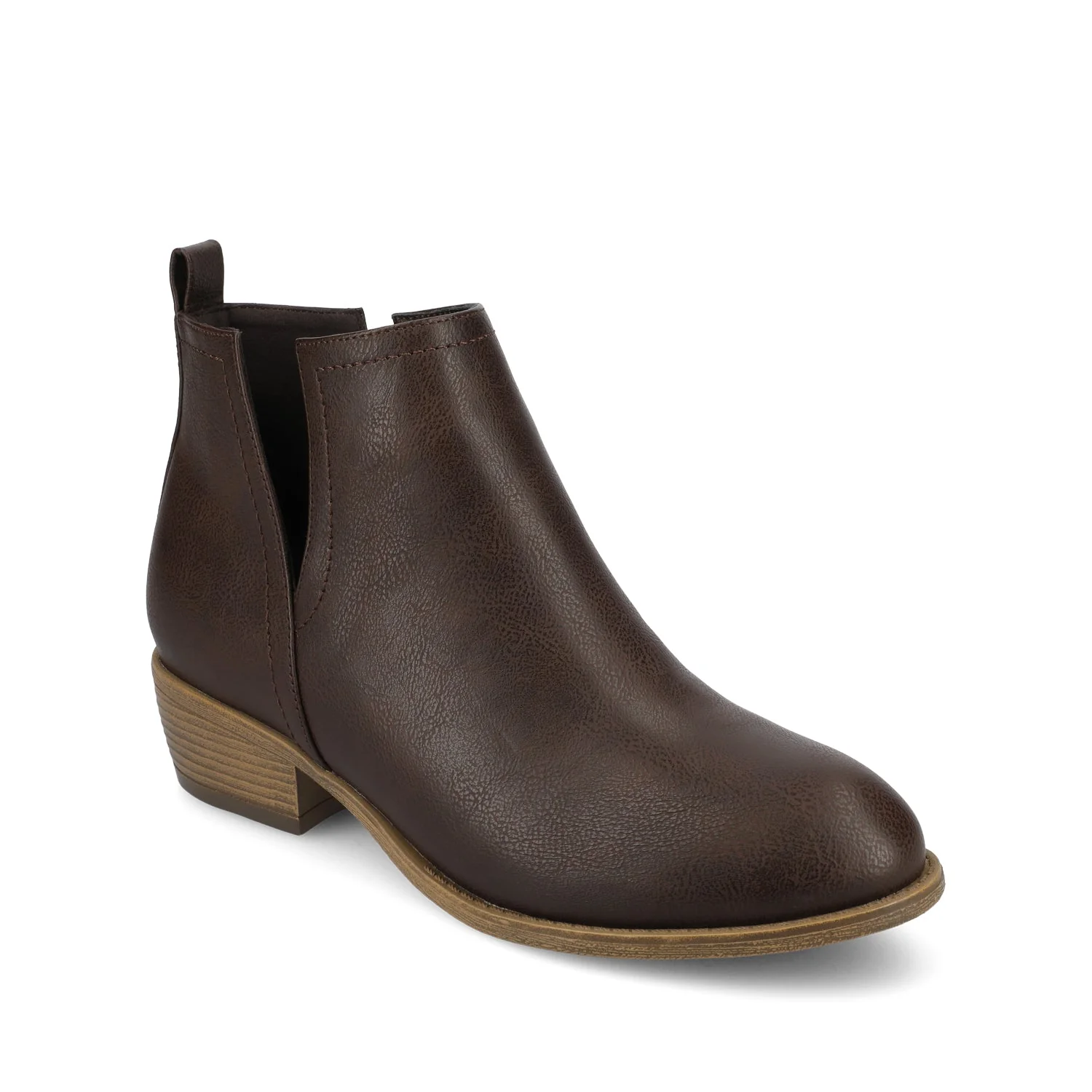 RIMI BLOCK HEELED BOOTIES IN WIDE - Brown PU - Image 2