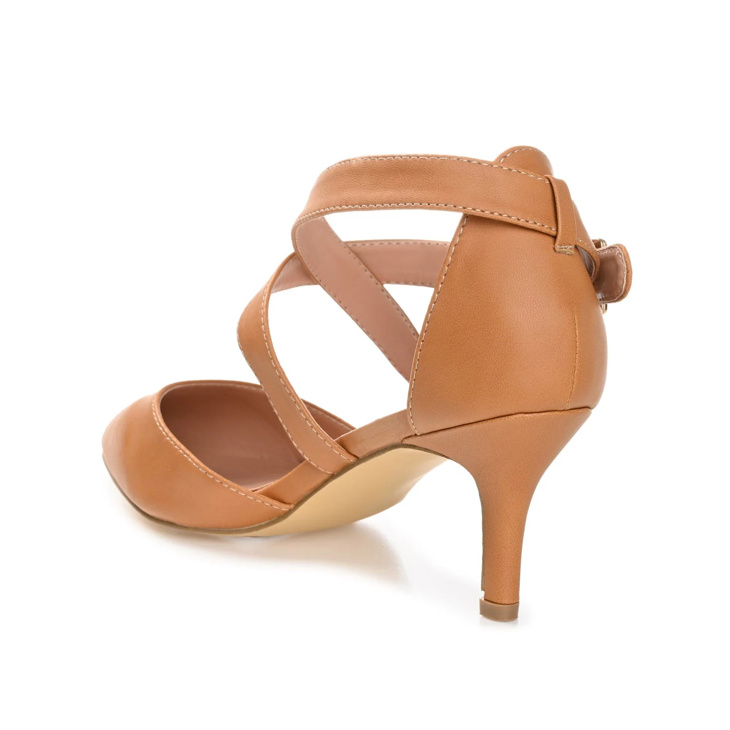 RIVA STILETTO PUMP HEELS IN VEGAN LEATHER - Tan - Image 4