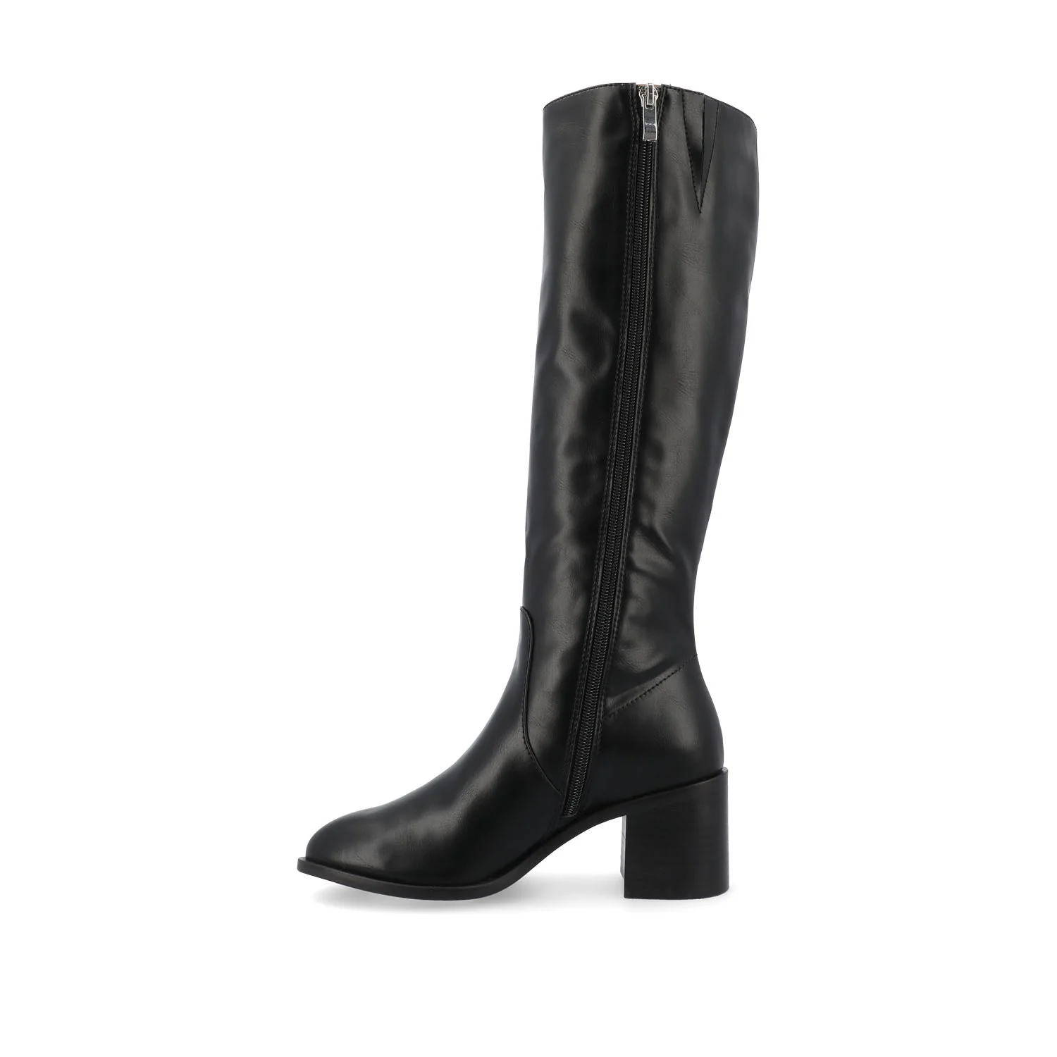 ROMILLY KNEE HIGH BOOTS IN VEGAN LEATHER - Black - Image 3