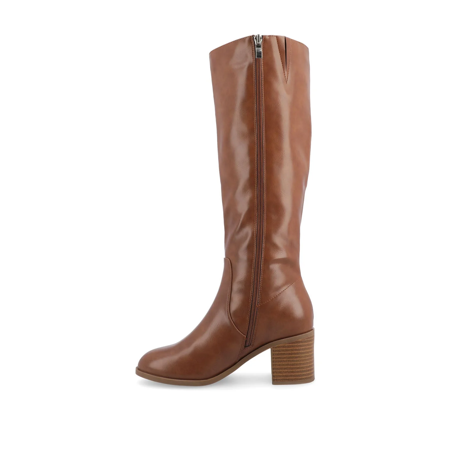 ROMILLY KNEE HIGH BOOTS IN VEGAN LEATHER - Brown - Image 3