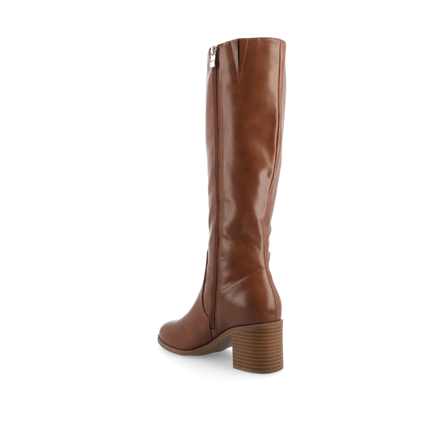 ROMILLY KNEE HIGH BOOTS IN VEGAN LEATHER - Brown - Image 4