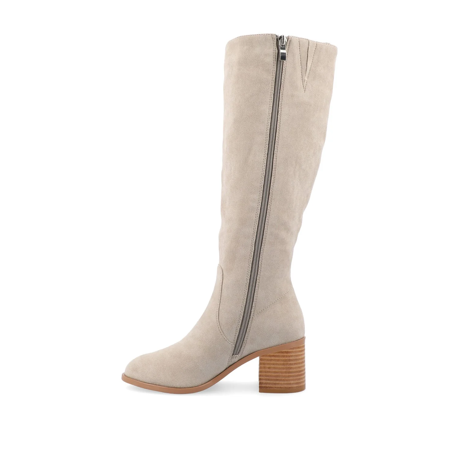 ROMILLY KNEE HIGH BOOTS IN VEGAN LEATHER - Stone - Image 3