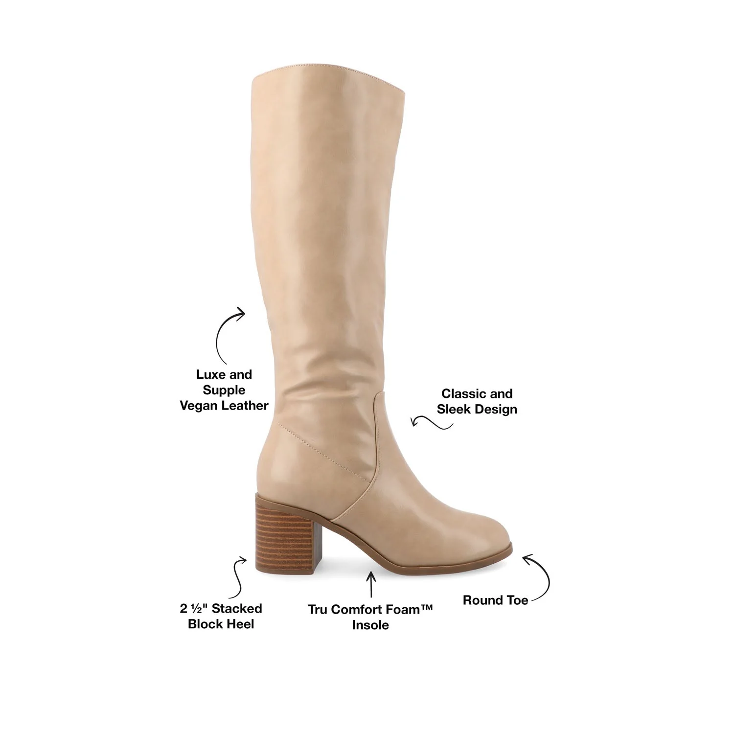 ROMILLY KNEE HIGH BOOTS IN VEGAN LEATHER - Tan - Image 9