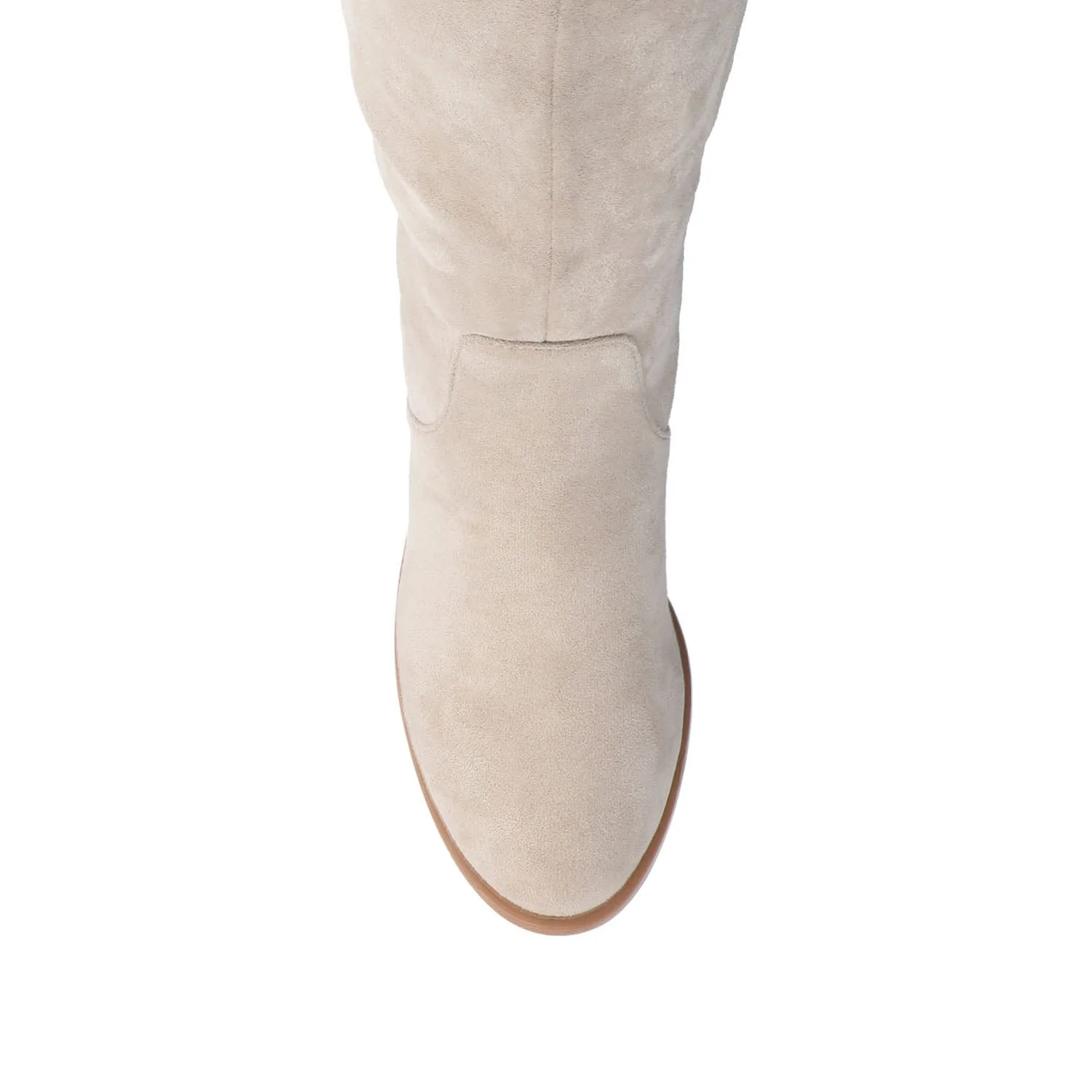 ROMILLY KNEE HIGH BOOTS IN X-WIDE CALF - Stone - Image 6