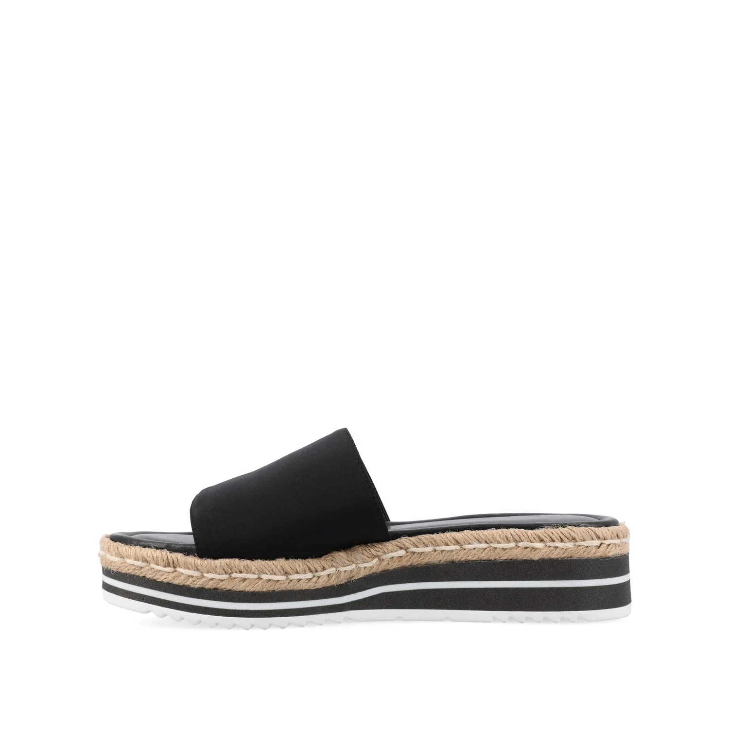 ROSEY ESPADRILLE WEDGE HEELED SLIDE SANDALS - Black Fabric - Image 3