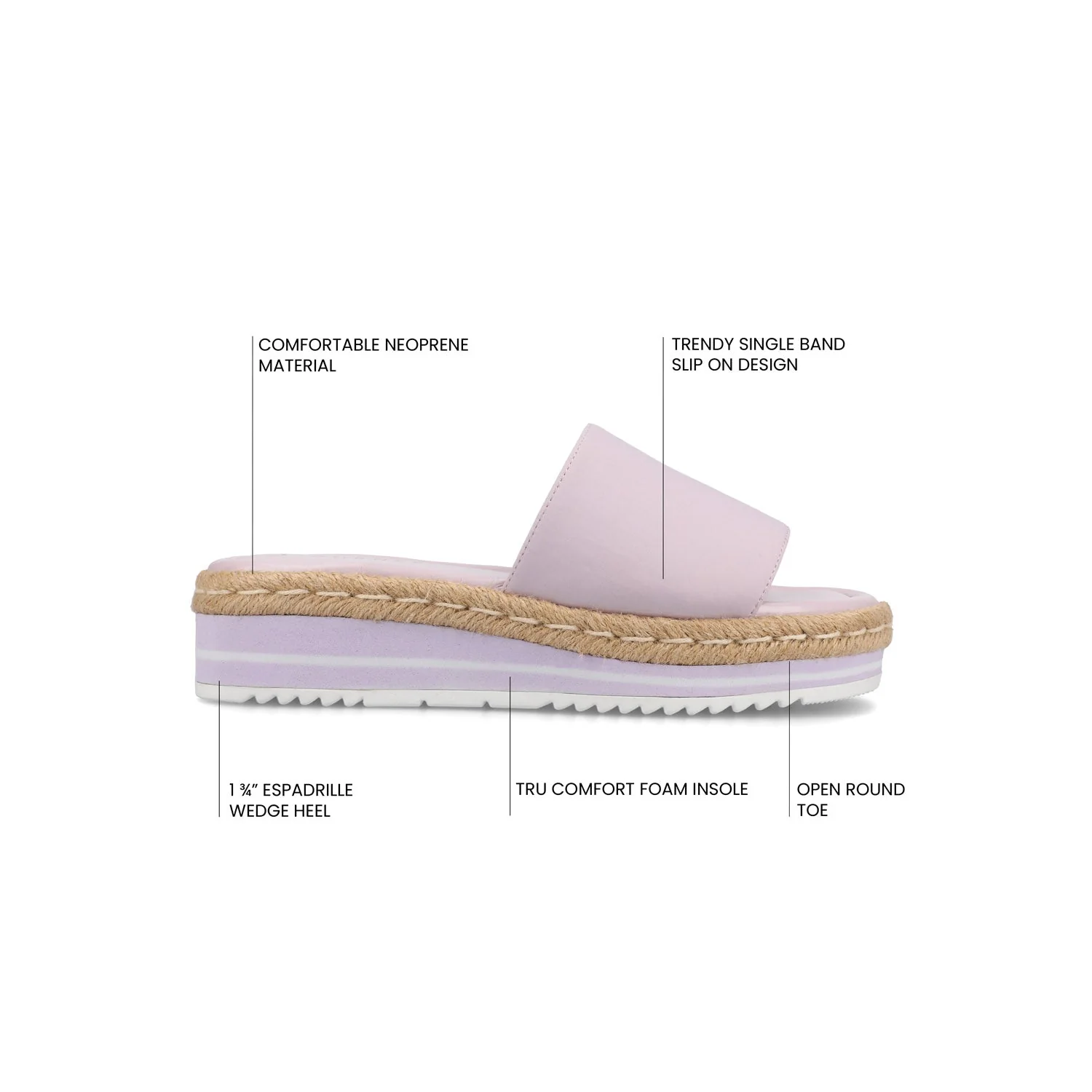 ROSEY ESPADRILLE WEDGE HEELED SLIDE SANDALS IN STATEMENT - Lilac - Image 9