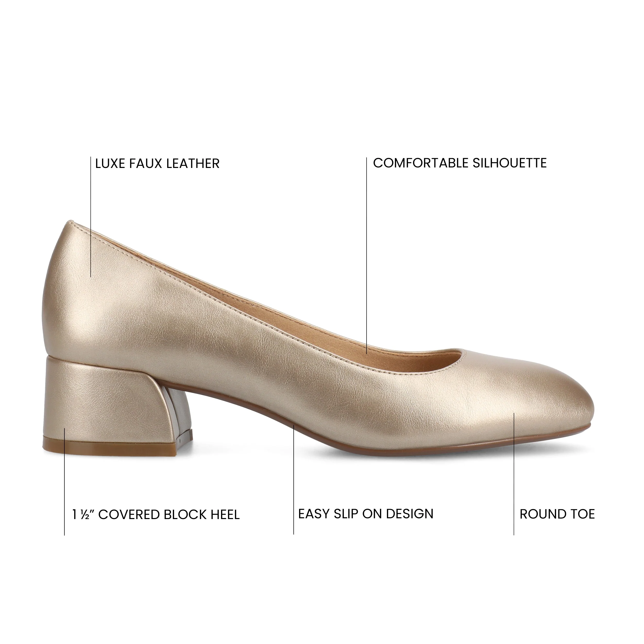 SAAR II LOW PUMP HEELS IN PATENT - Gold PU - Image 6