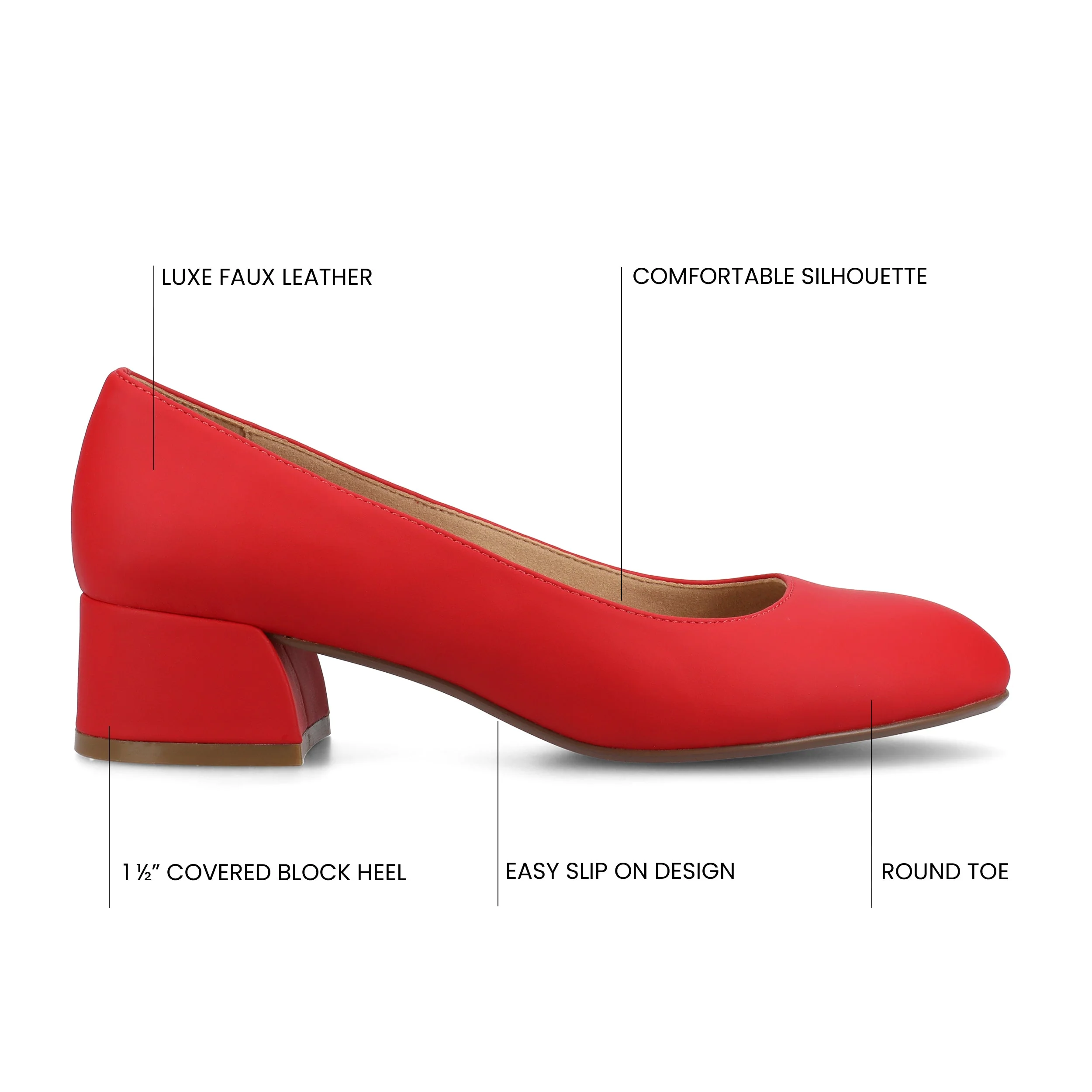 SAAR II VEGAN LEATHER PUMP HEELS IN WIDE - Red PU - Image 6