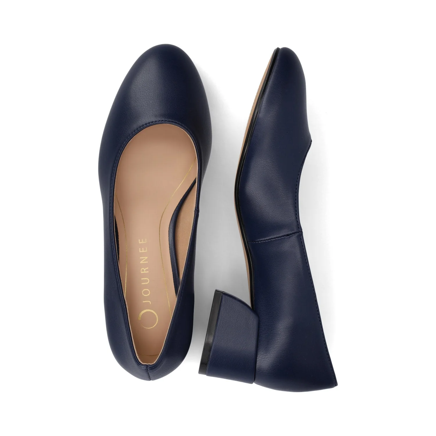 SAAR II BLOCK HEEL PUMPS IN VEGAN LEATHER - Navy PU - Image 3