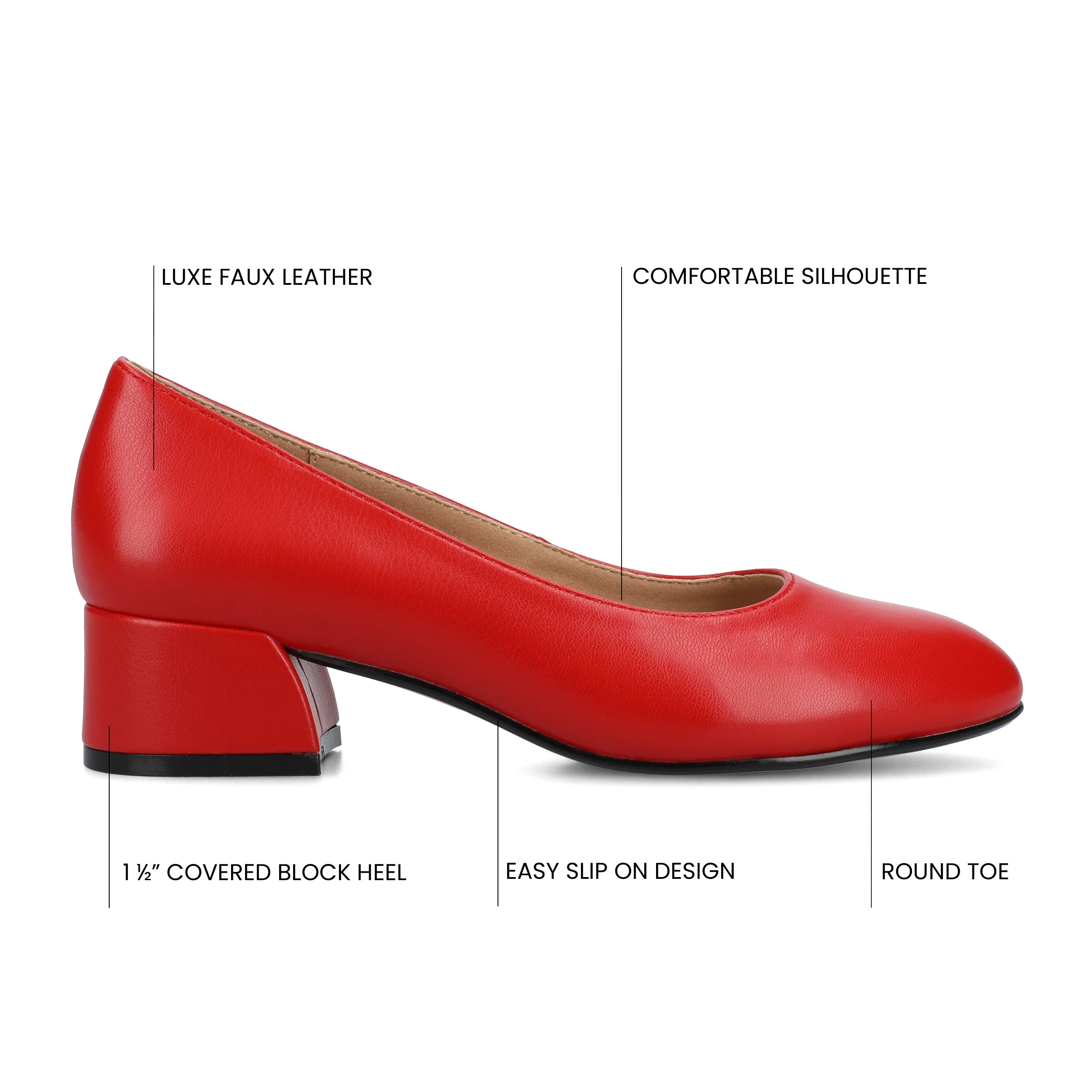 SAAR II BLOCK HEEL PUMPS IN VEGAN LEATHER - Red PU - Image 6