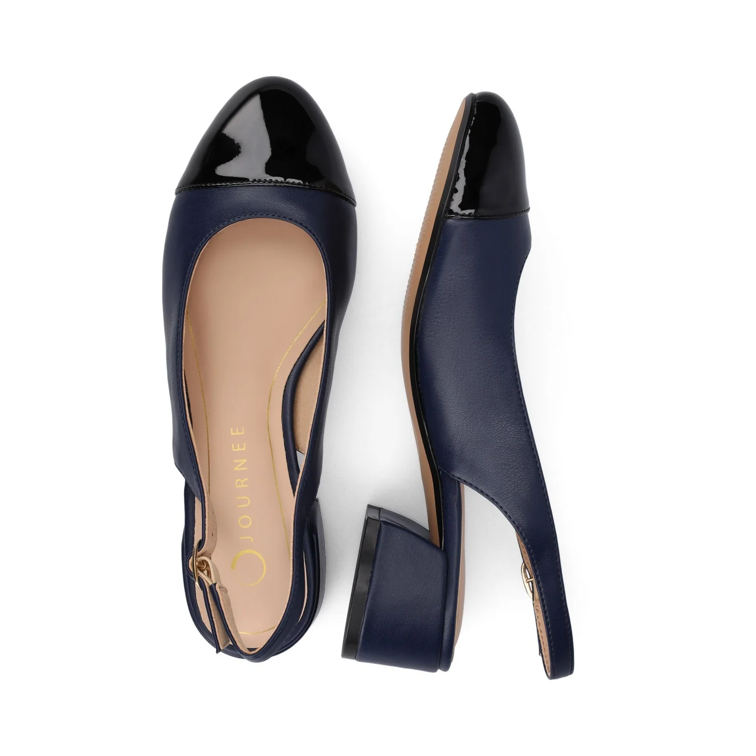 SAMMIE BLOCK HEELS IN VEGAN LEATHER - Navy PU - Image 3