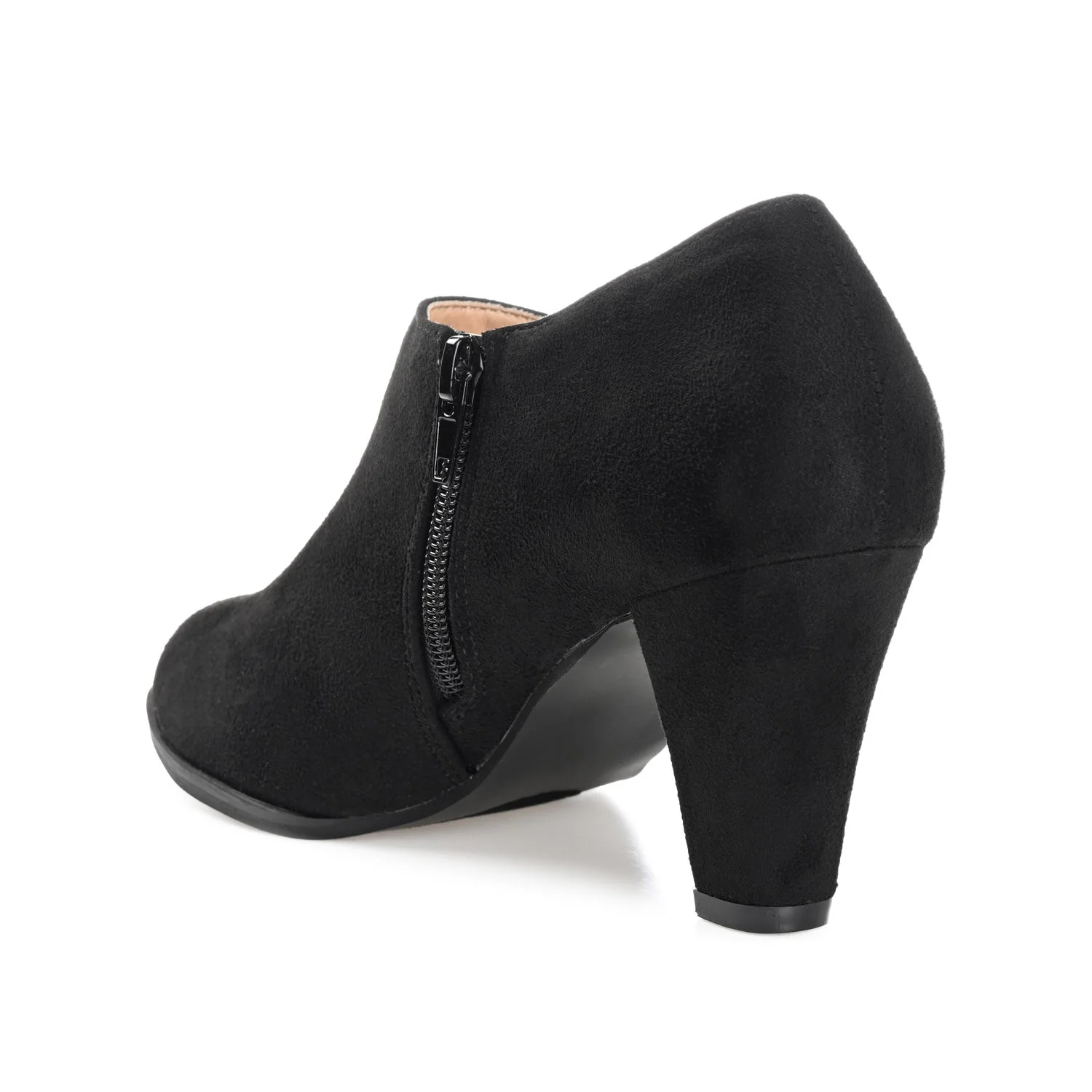 SANZI ZIP-UP BOOTIES IN FAUX SUEDE - Black - Image 4