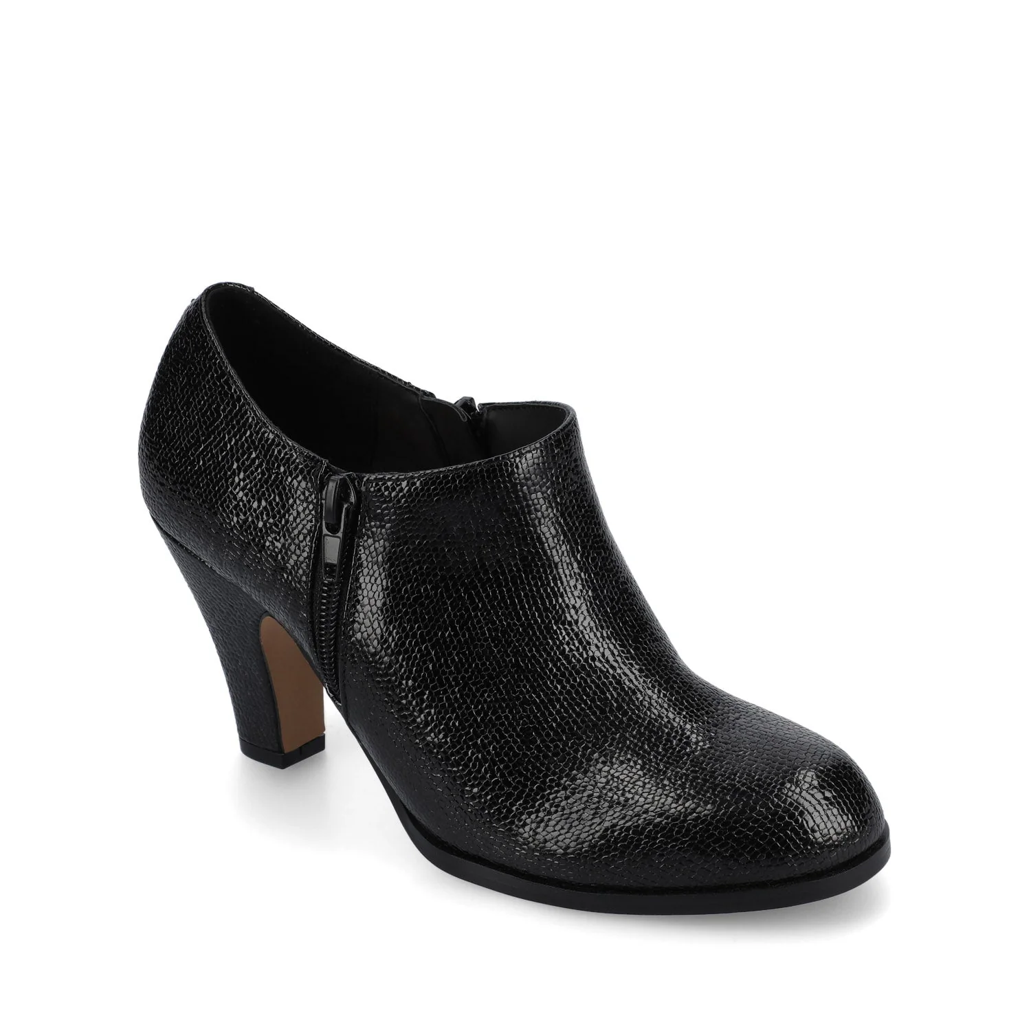 SANZI ZIP-UP BOOTIES IN FAUX SUEDE - Black Lizard - Image 2