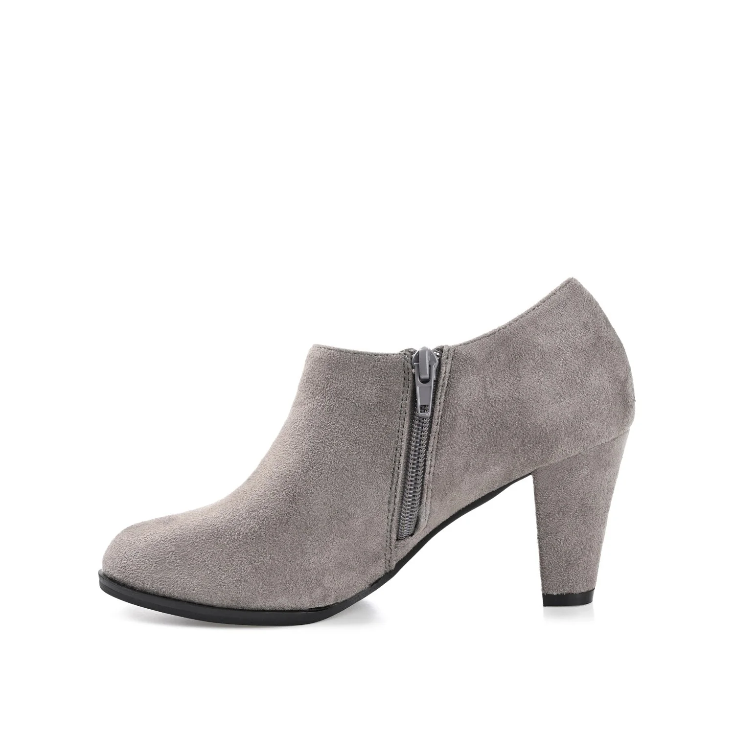 SANZI ZIP-UP BOOTIES IN FAUX SUEDE - Grey - Image 3